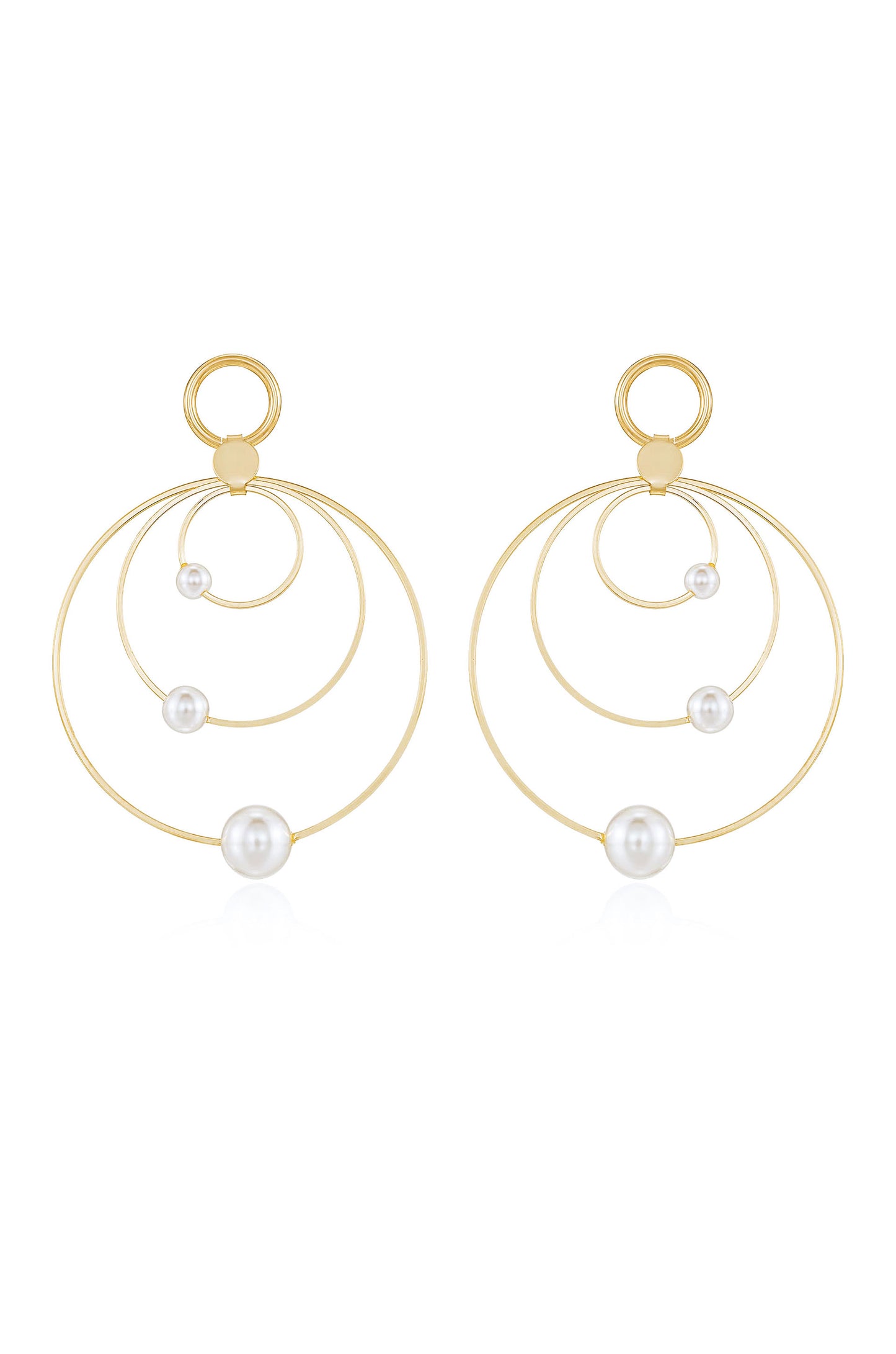 Statement Pearl & Multi Hoop 18k Gold Plated Earrings