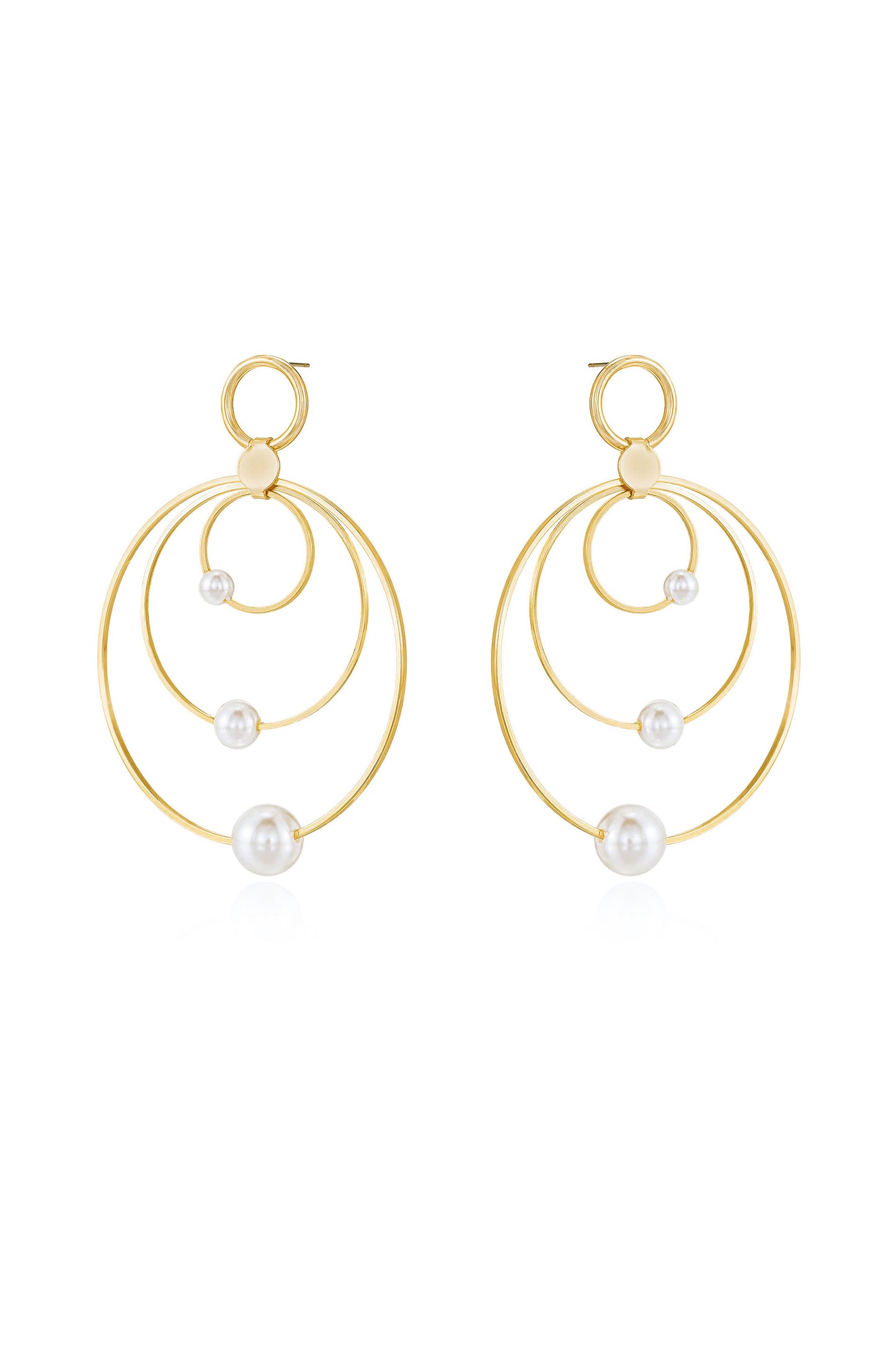 Statement Pearl & Multi Hoop 18k Gold Plated Earrings side