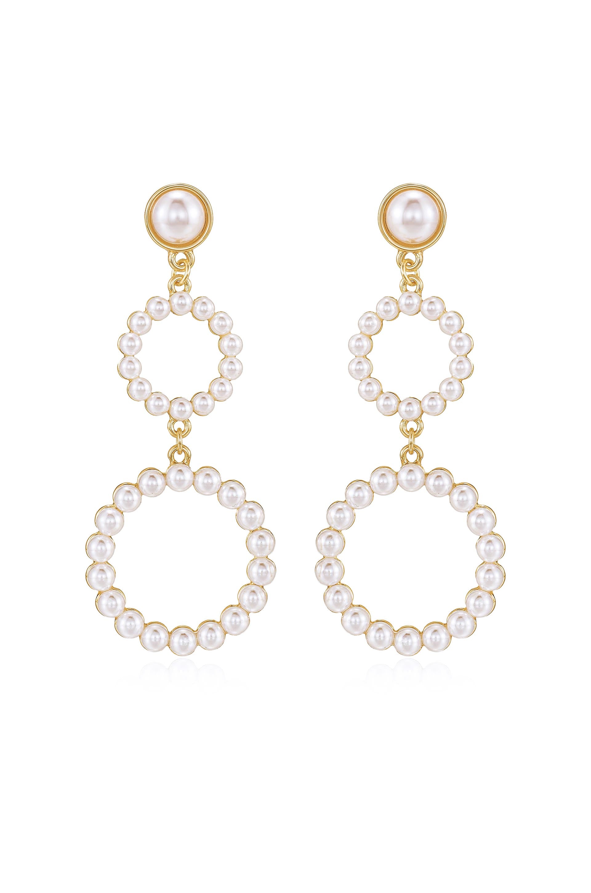 Night Out Double Pearl Hoop Drop Earrings