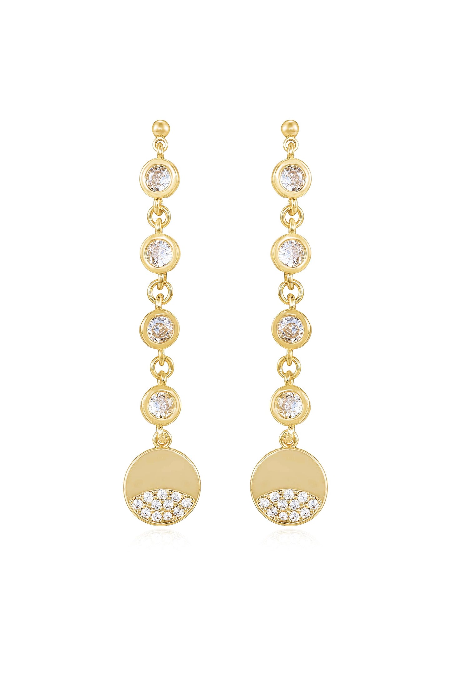Dangle Dipped 18k Gold Plated and Crystal Earrings