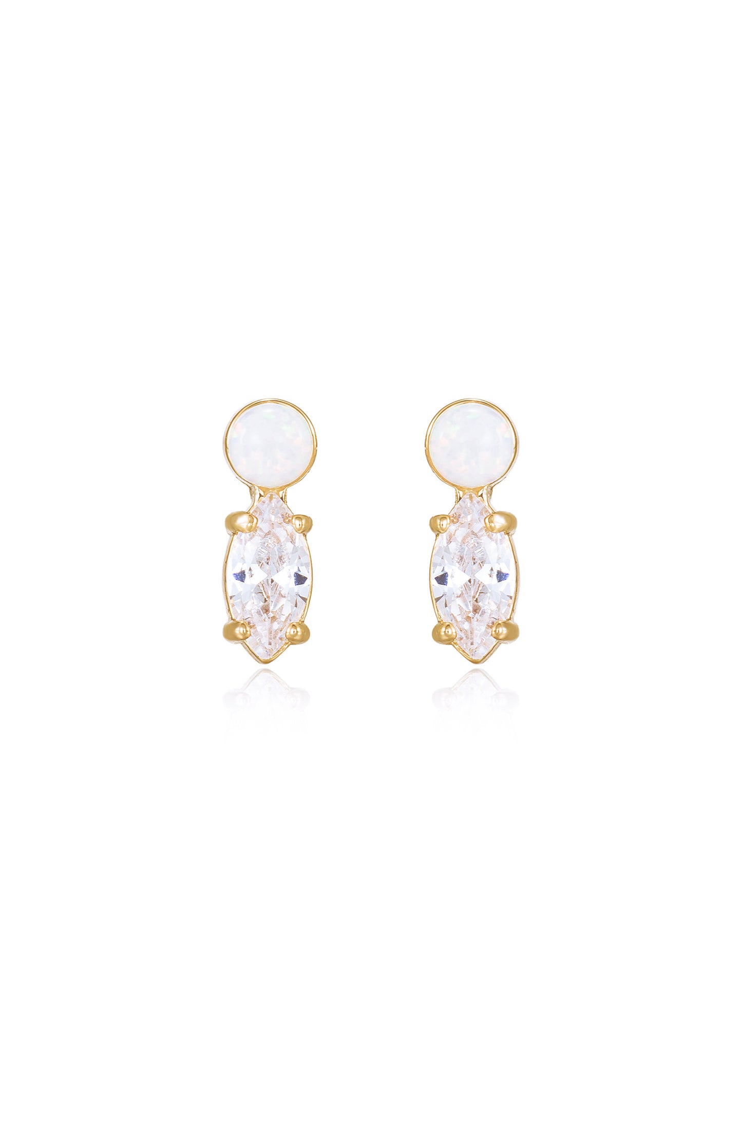Catch their Eye Opal & Crystal Stud 18k Gold Plated Drop Earrings