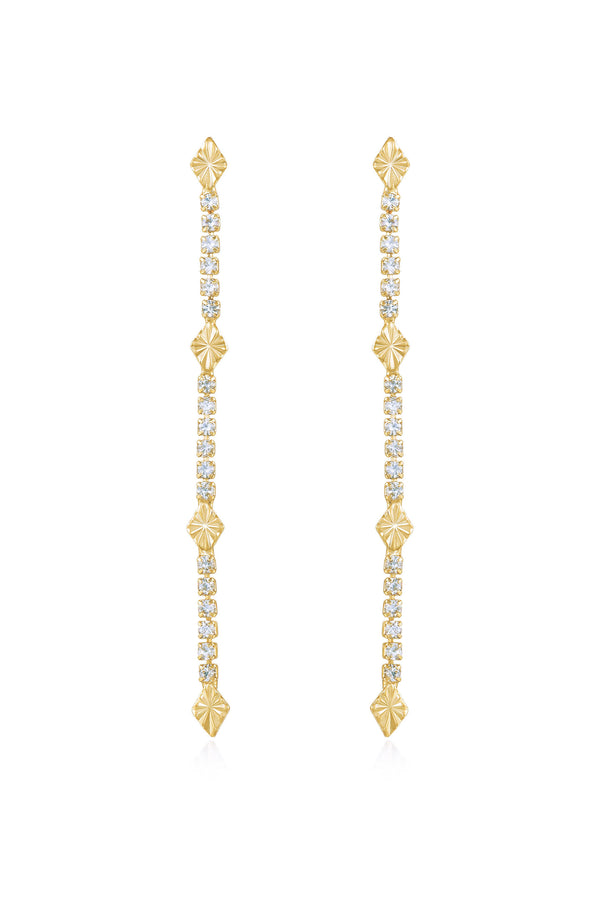 Straight Crystal Chain Dangle Earrings