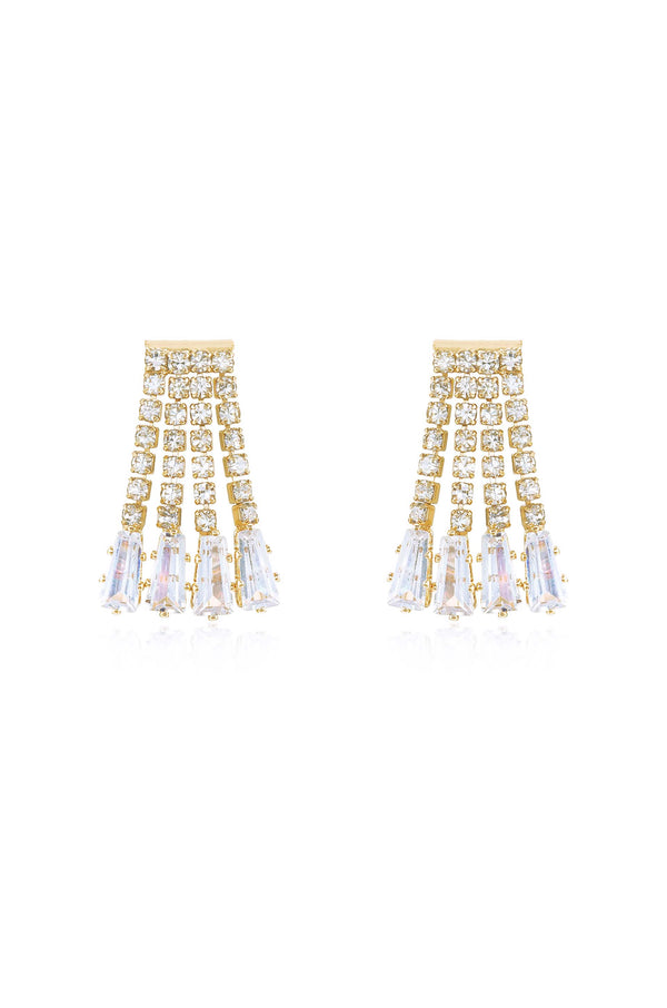 Crystal Fringe Dangle Stud Earrings