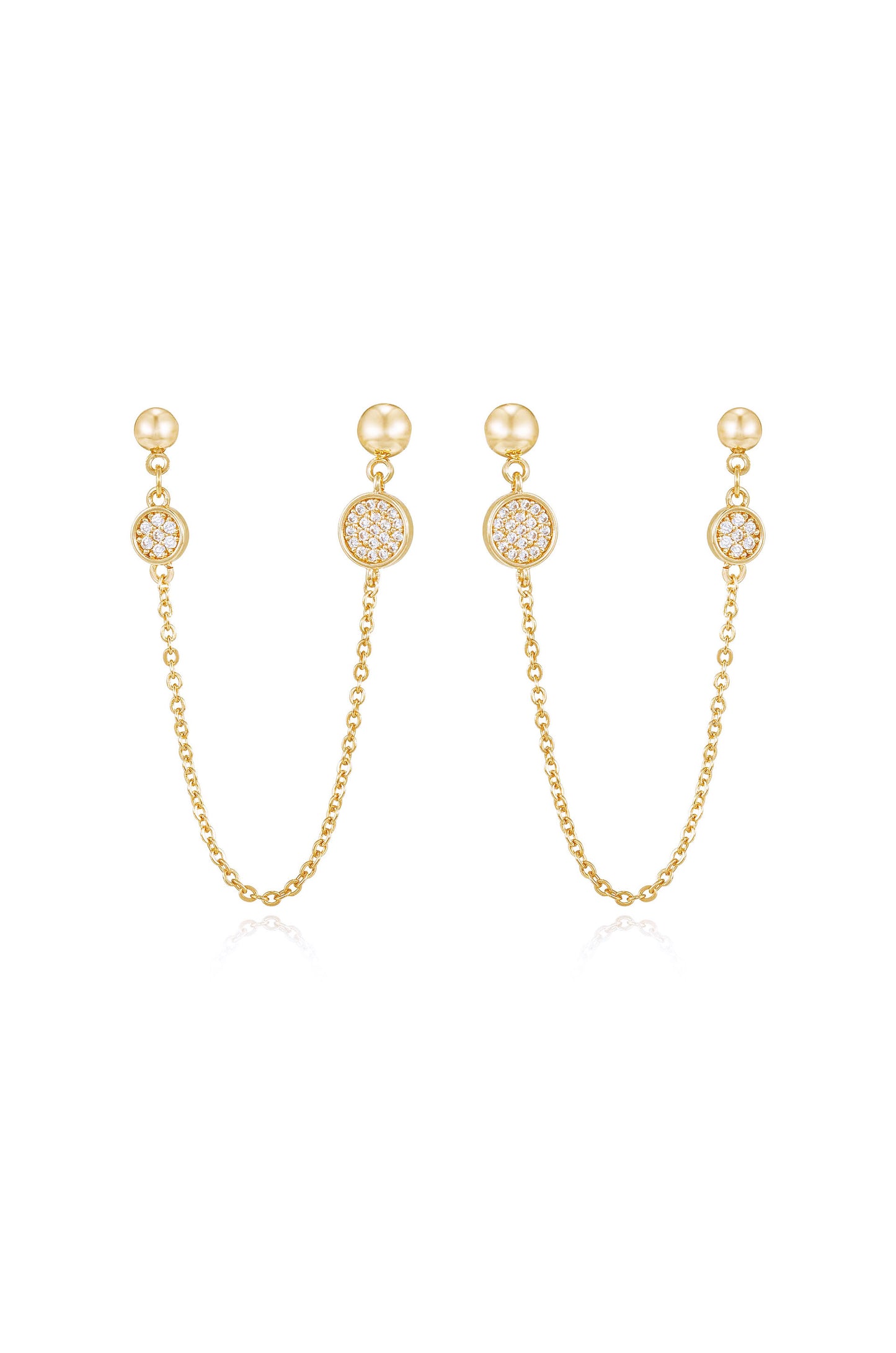 Double Piercing Chain Drop Earrings