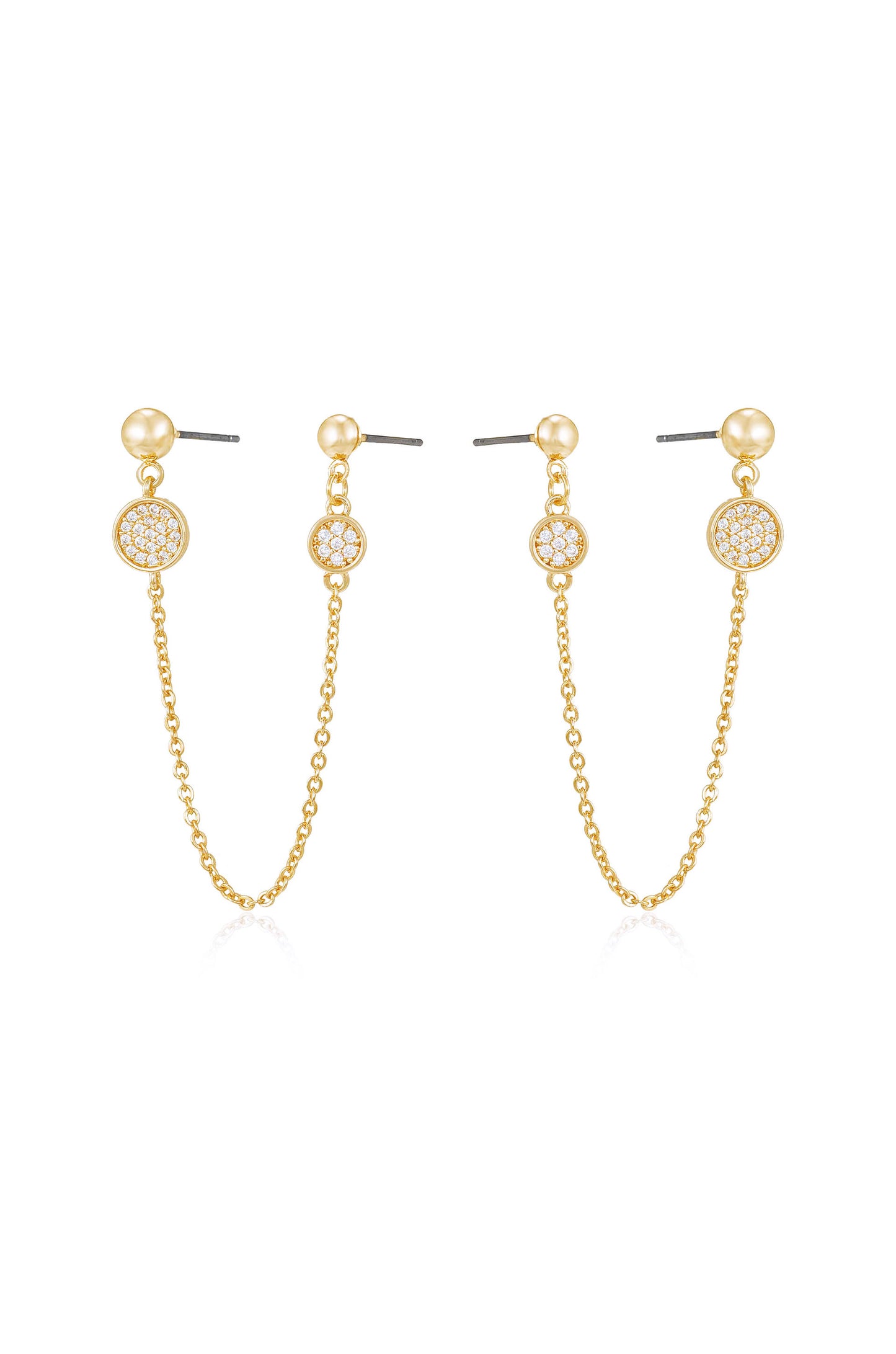 Double Piercing Chain Drop Earrings