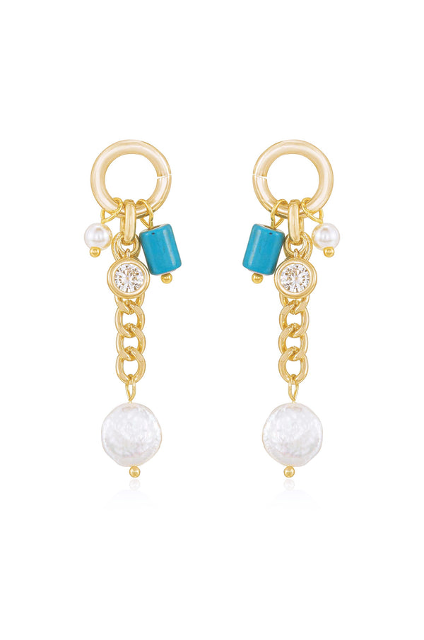 Pearl and Charm Dangle Earrings