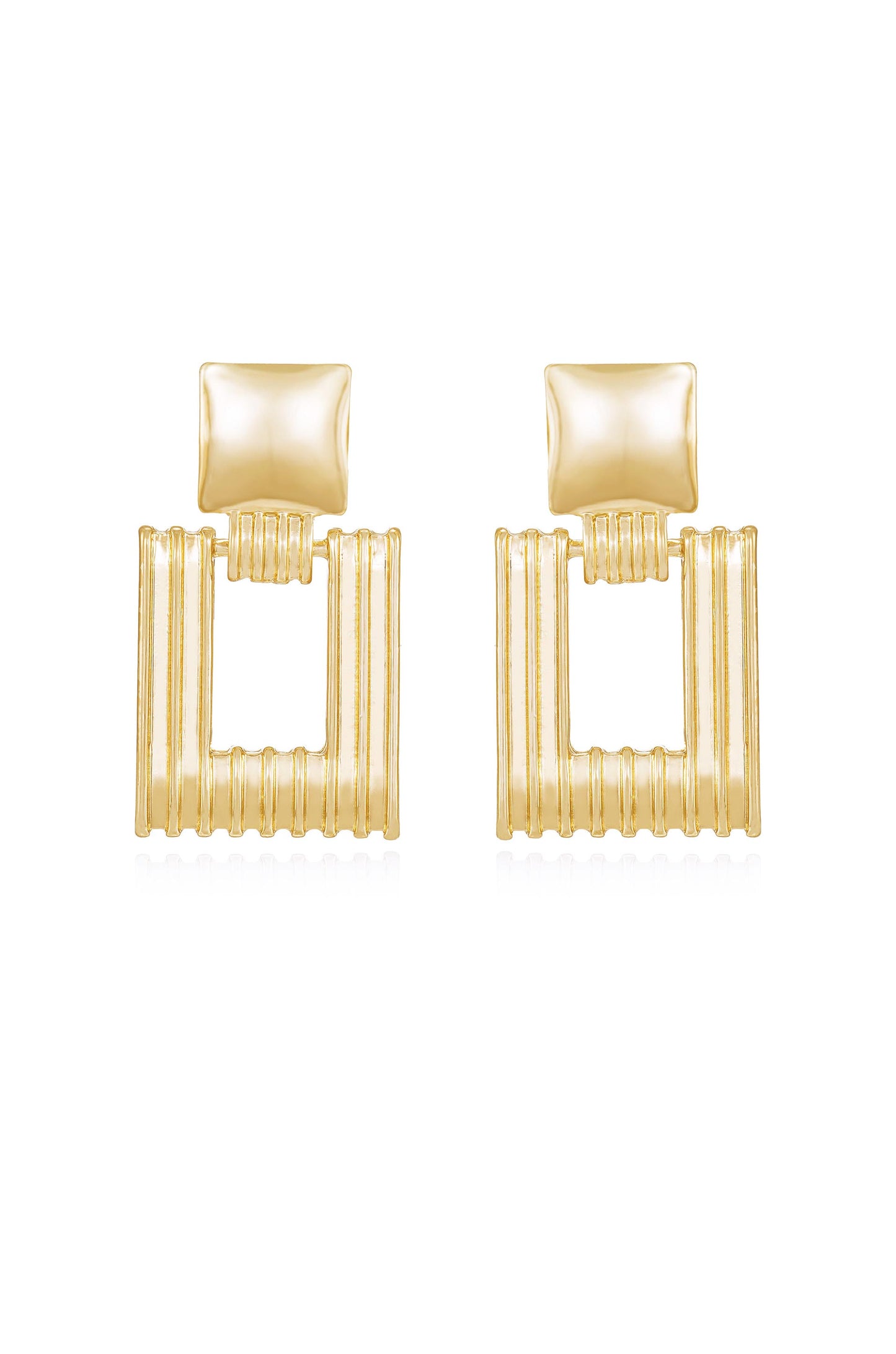 Moving Up Square Dangle 18k Gold Plated Earrings