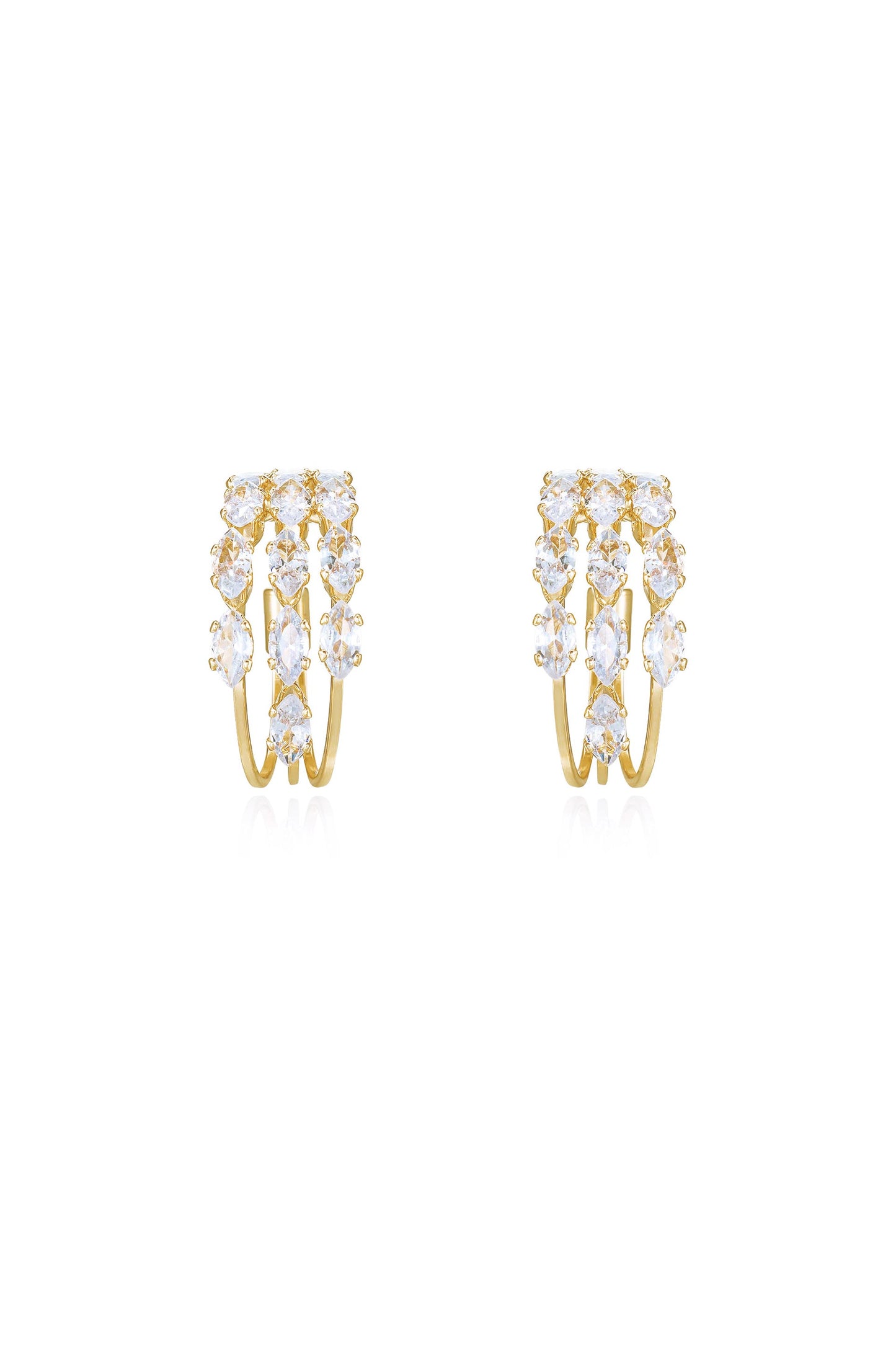 Multi-Crystal Huggie Hoop Earrings front
