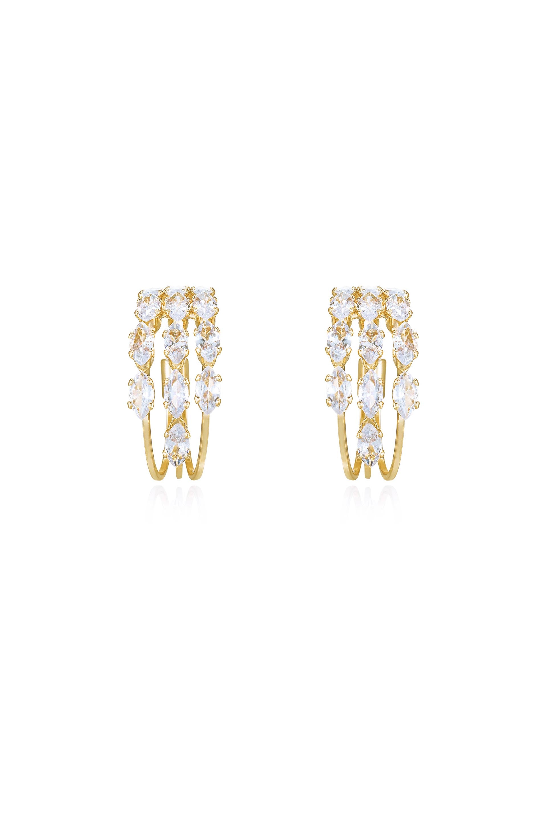Multi-Crystal Huggie Hoop Earrings front