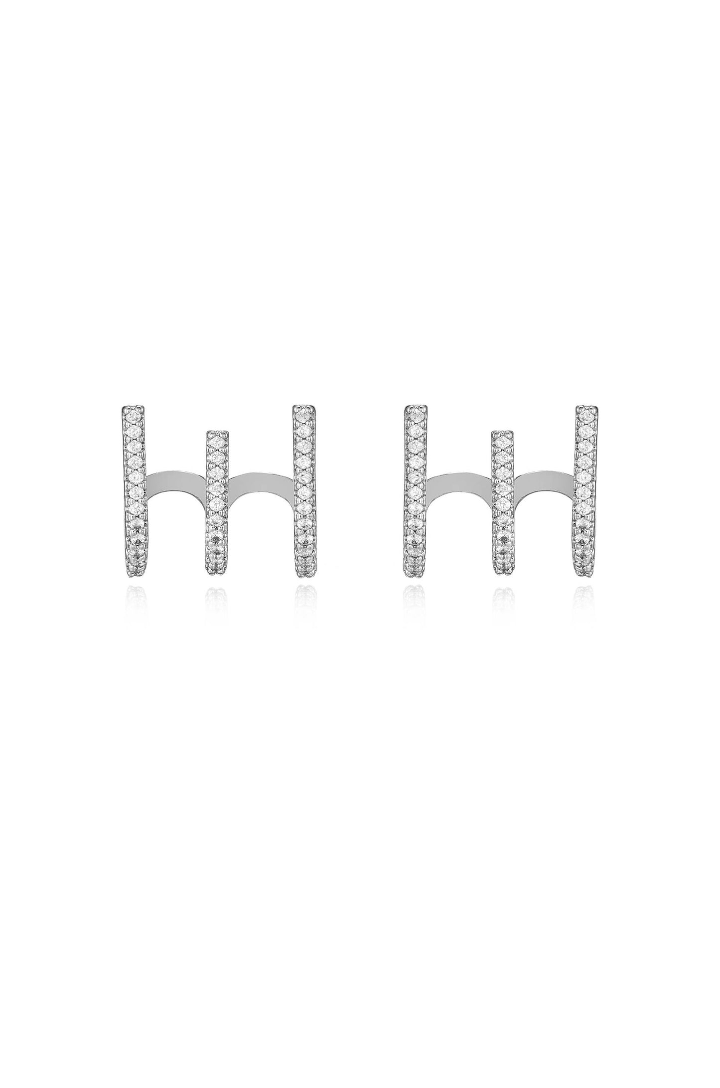 Sparkle Triple Illusion Ear Wrap Rhodium Plated 2