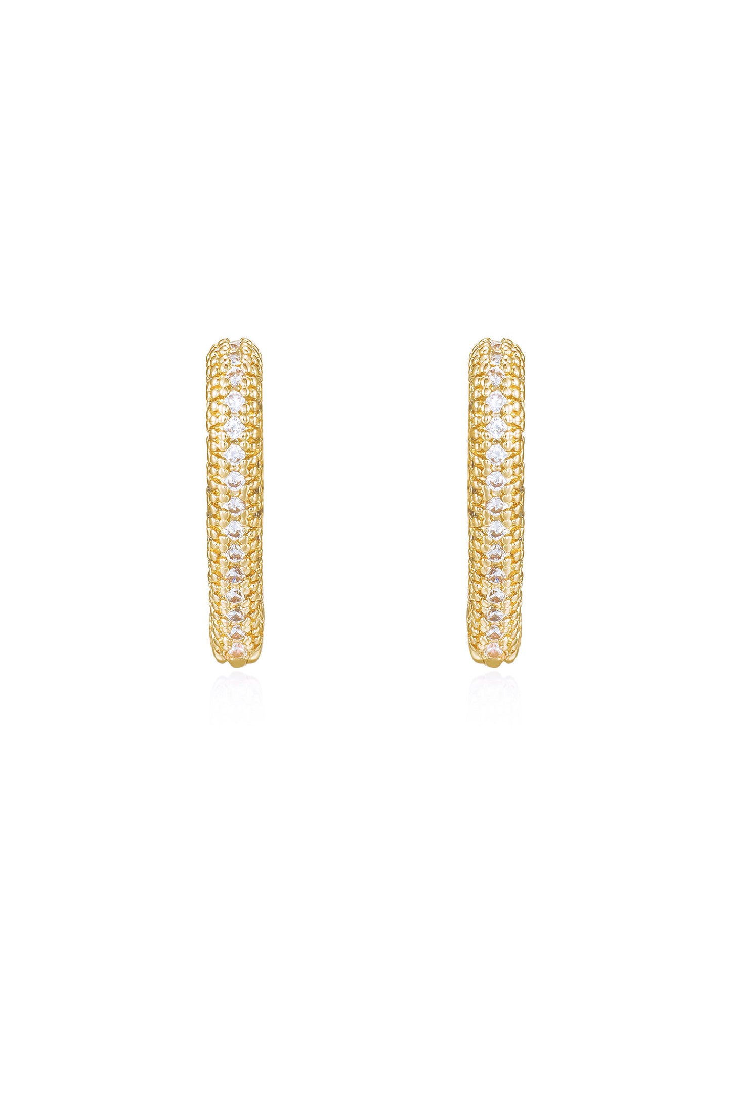 Mini Crystal Cluster Heart 18k Gold Plated Hoop Earrings front