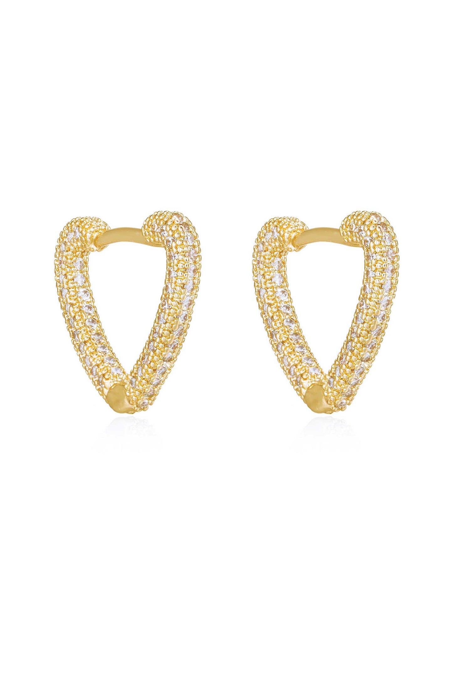 Mini Crystal Cluster Heart 18k Gold Plated Hoop Earrings side