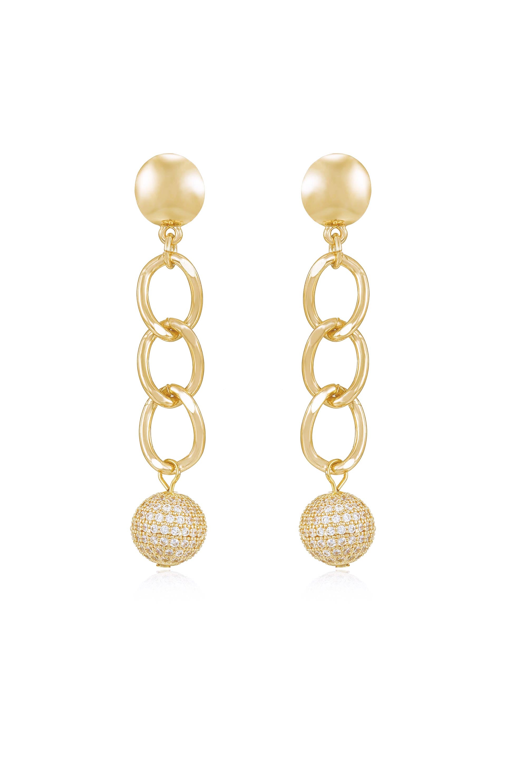 Chain Dangle Crystal Ball Earrings