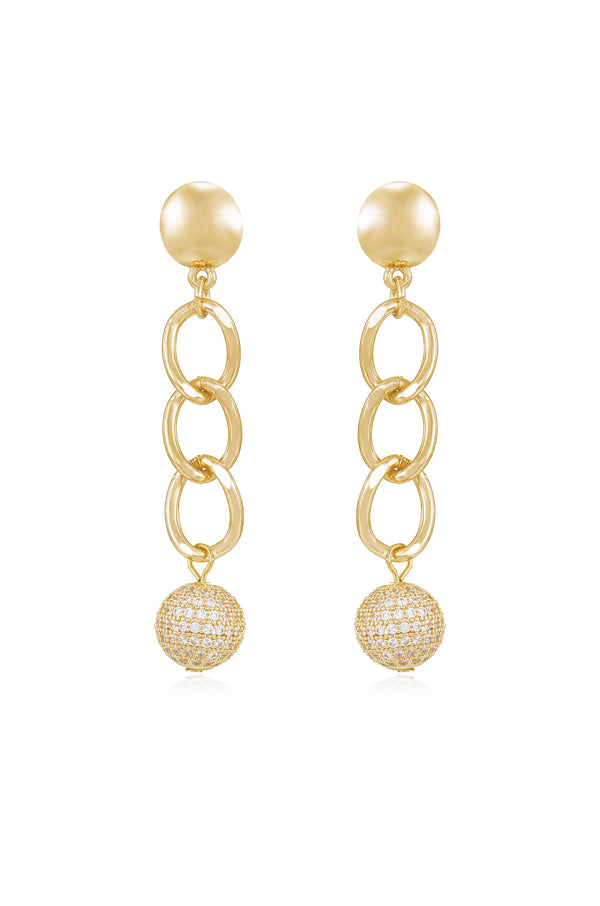 Chain Dangle Crystal Ball Earrings
