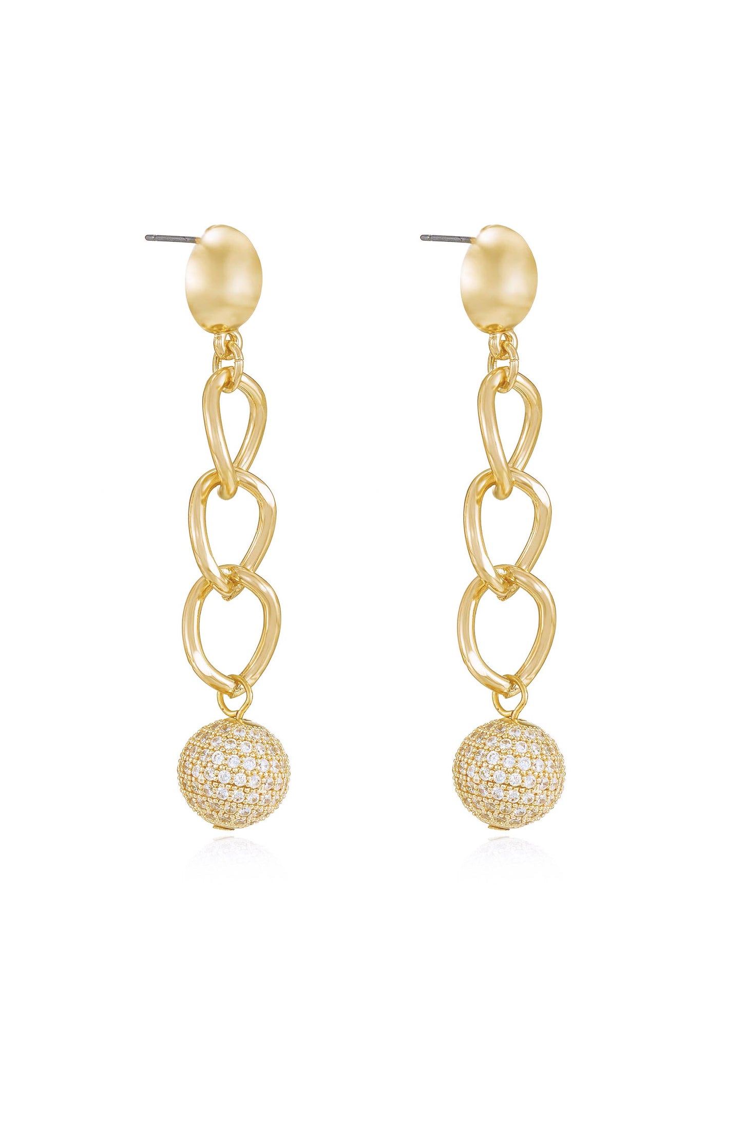 Chain Dangle Crystal Ball Earrings side