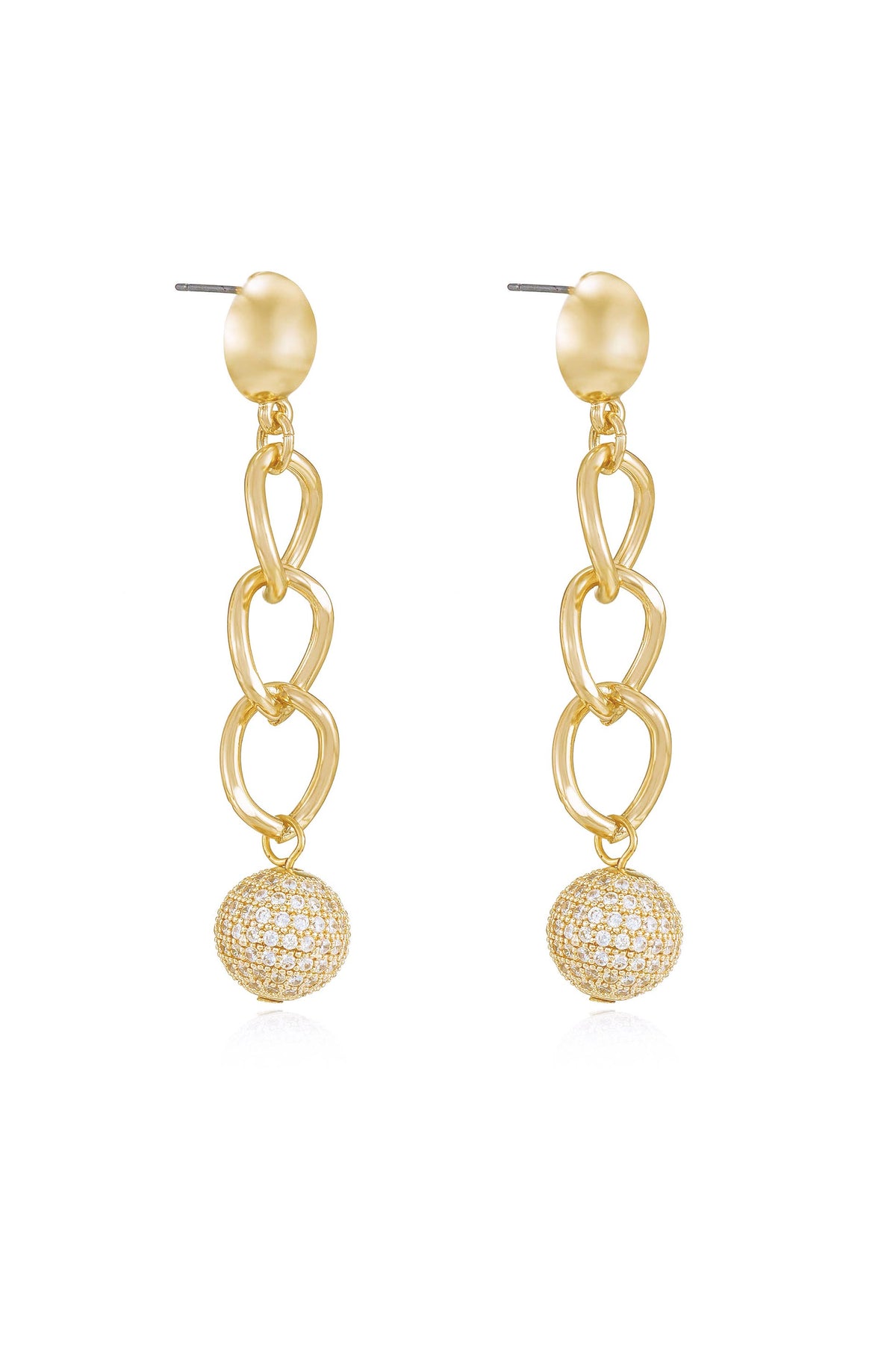 Chain Dangle Crystal Ball Earrings side