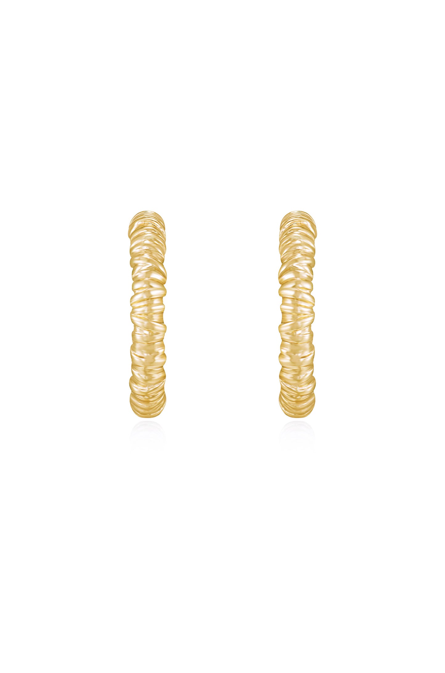 Athena Mini Textured 18k Gold Plated Hoop Earrings front