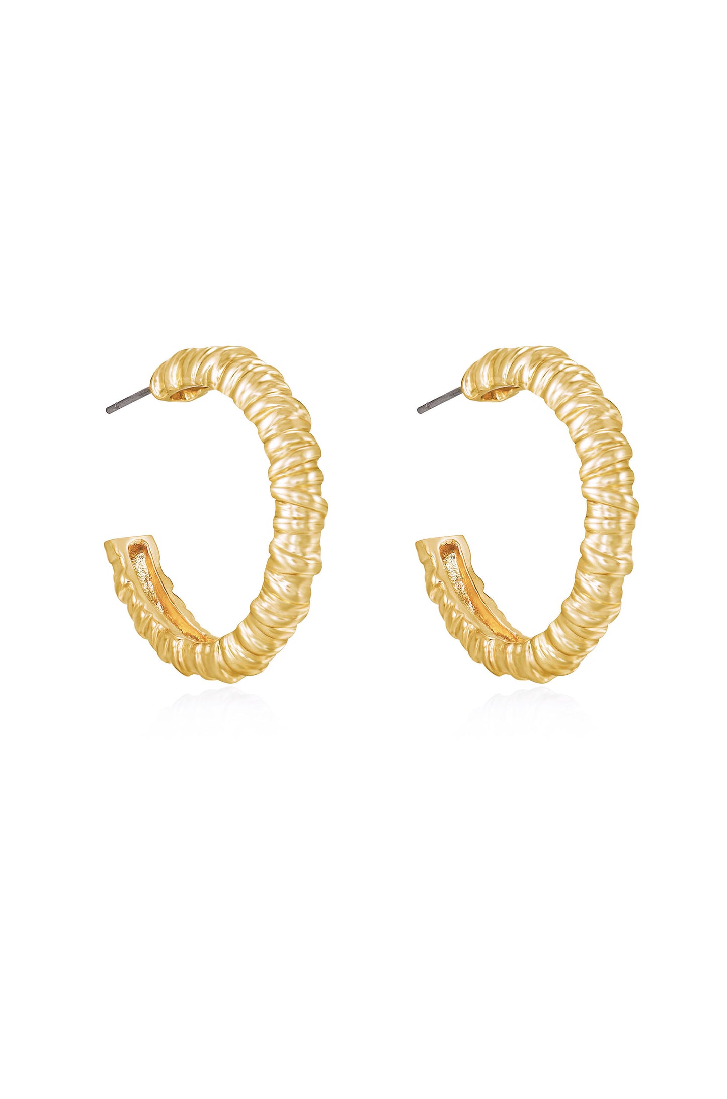 Athena Mini Textured 18k Gold Plated Hoop Earrings side