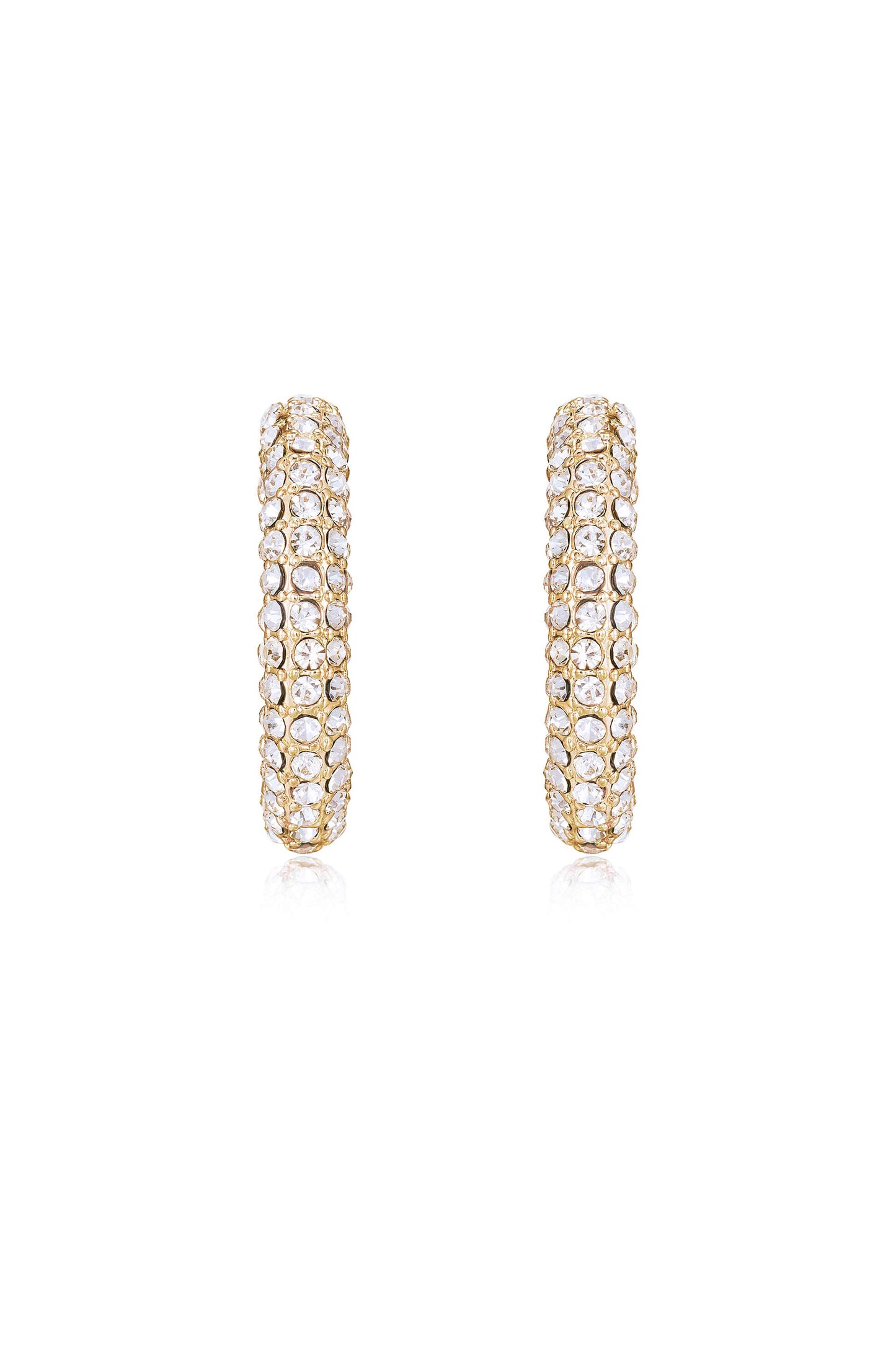 Crystal Dotted Twists 18k Gold Plated Hoop Earrings front
