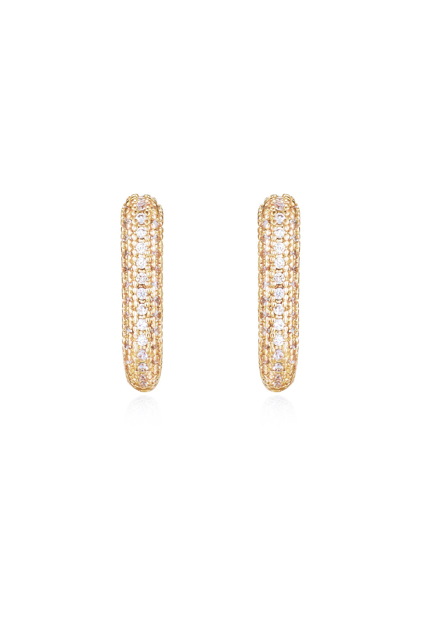 Petite Pave Huggie Earrings front