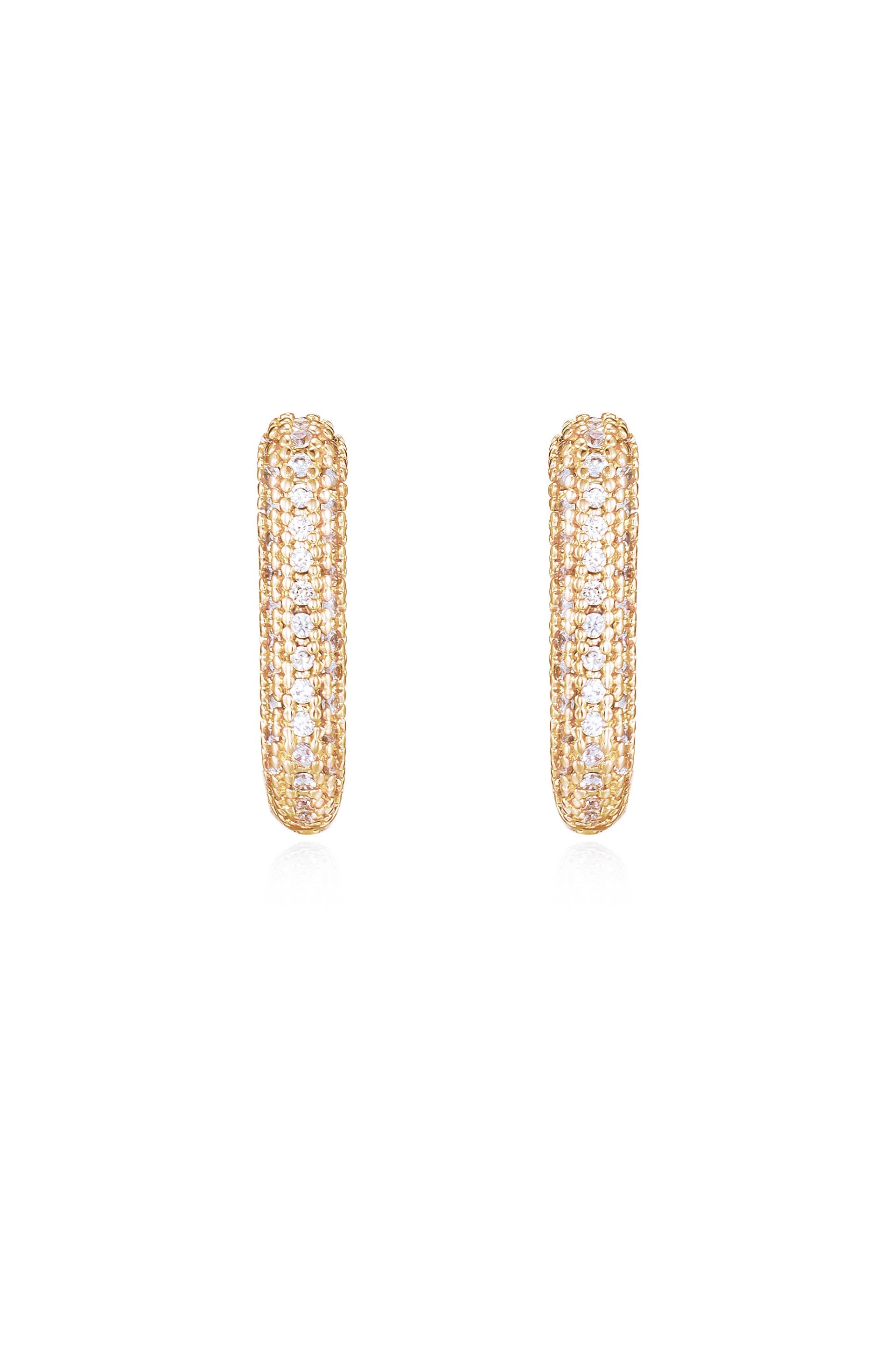 Petite Pave Huggie Earrings front