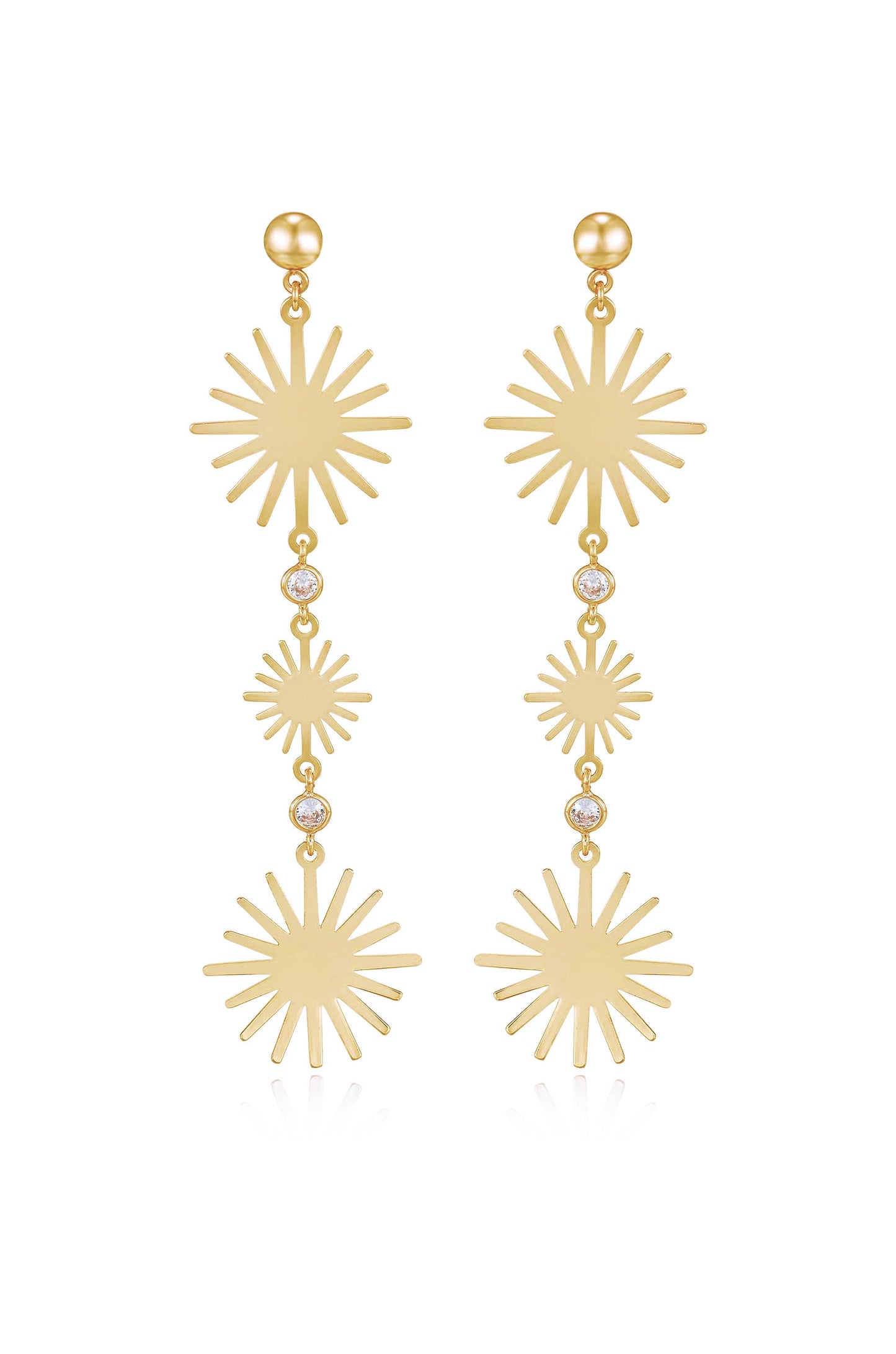 Sunburst Drop 18k Gold Plated Dangle Earrings