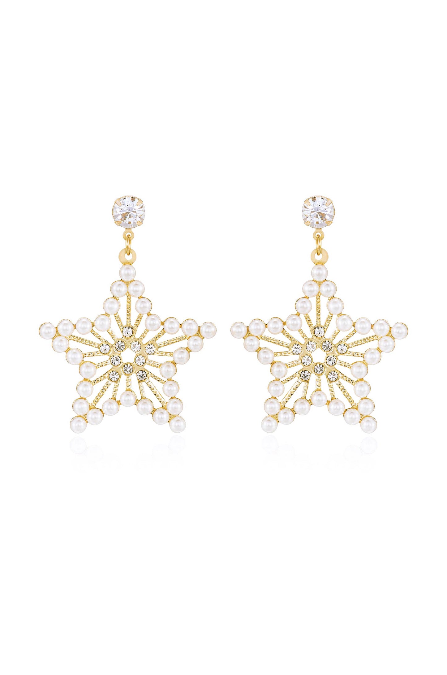 Star Power Pearl and 18k Gold Plated Earrings