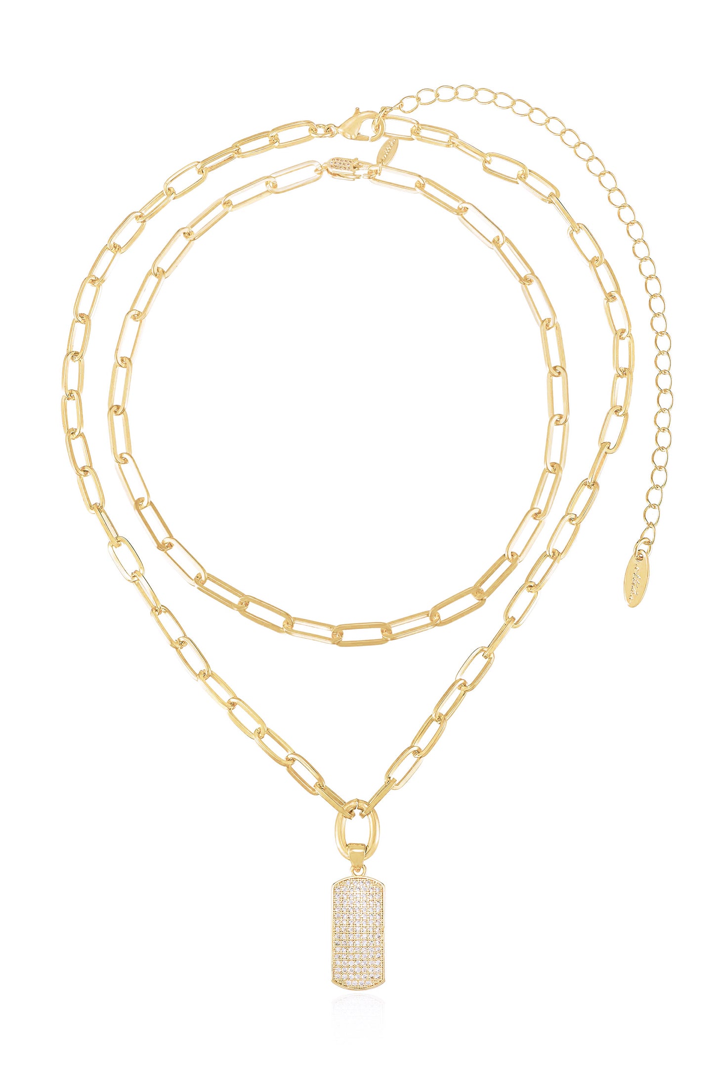 Linked Up Crystal Pendant Layered Necklace Set full