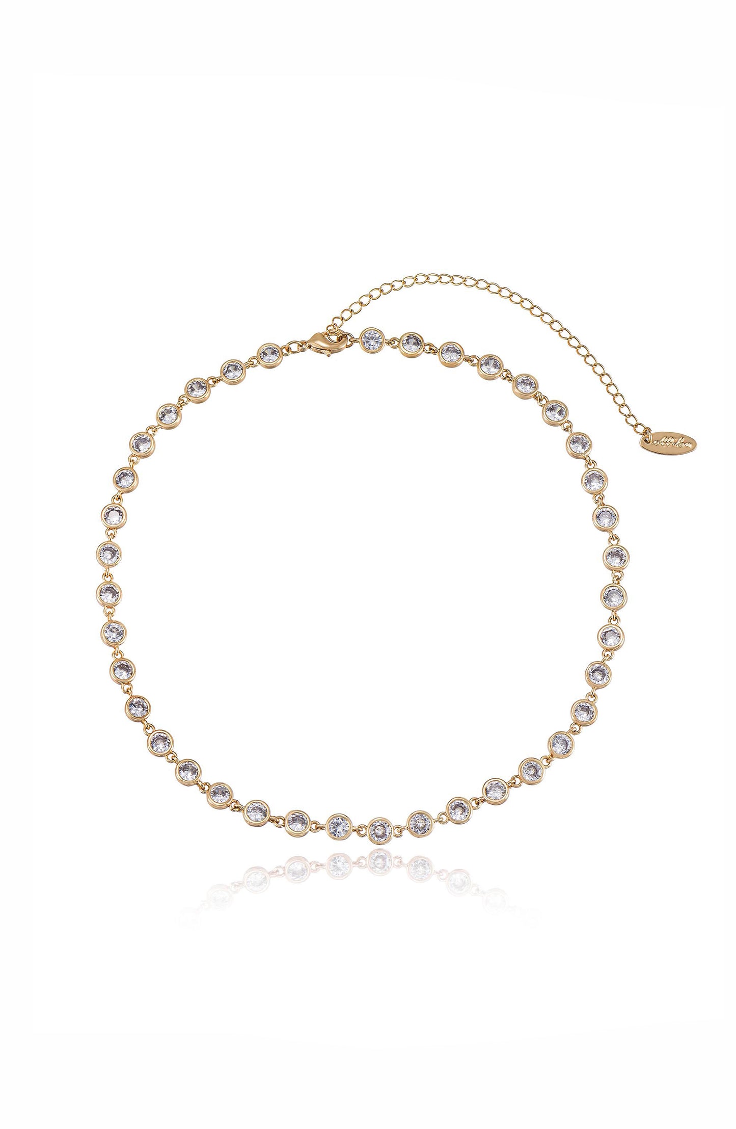 Crystal Disc and 18k Gold Plated Link Necklace