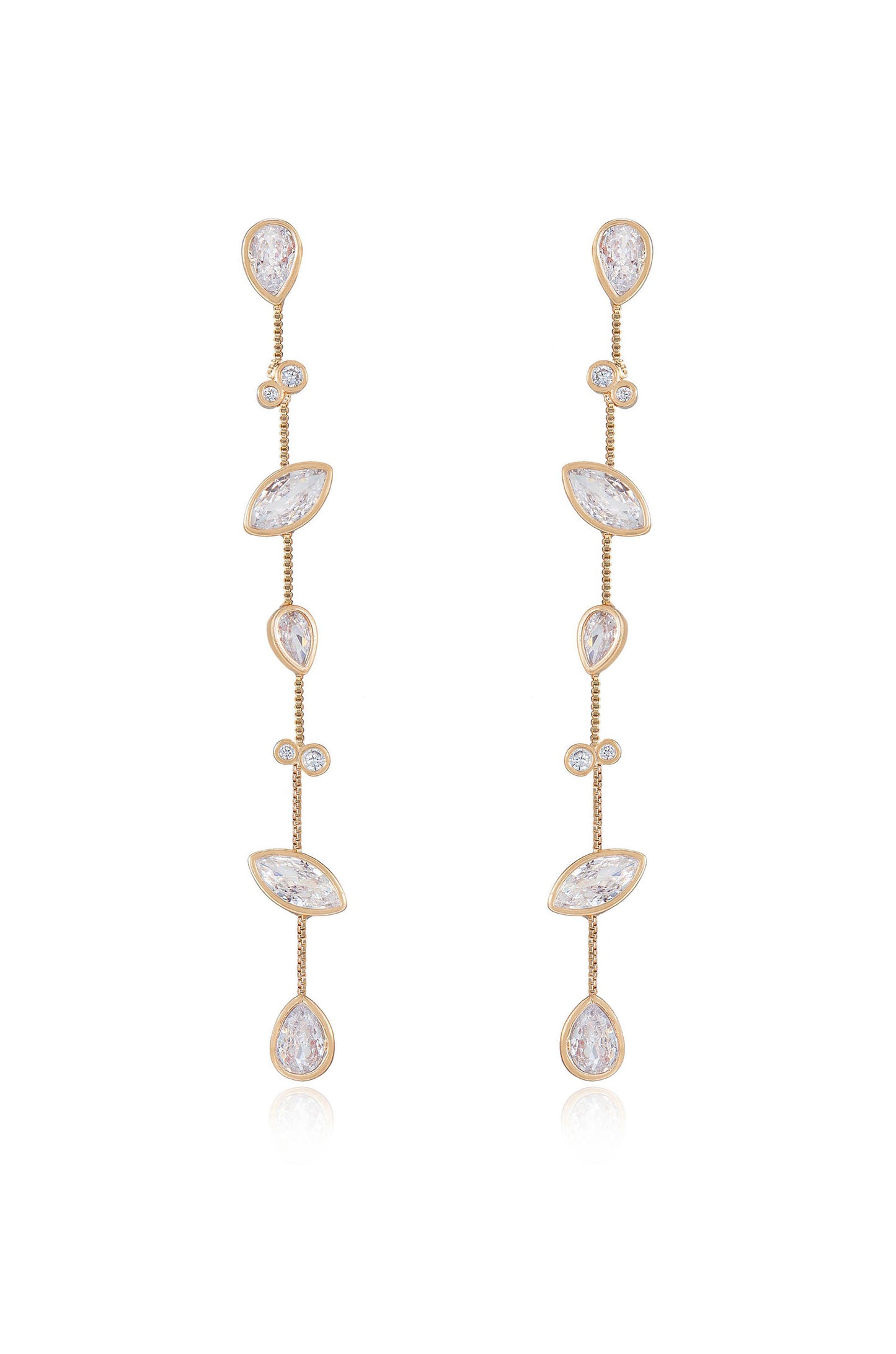 Falling Bezel Crystal Dangle Earrings