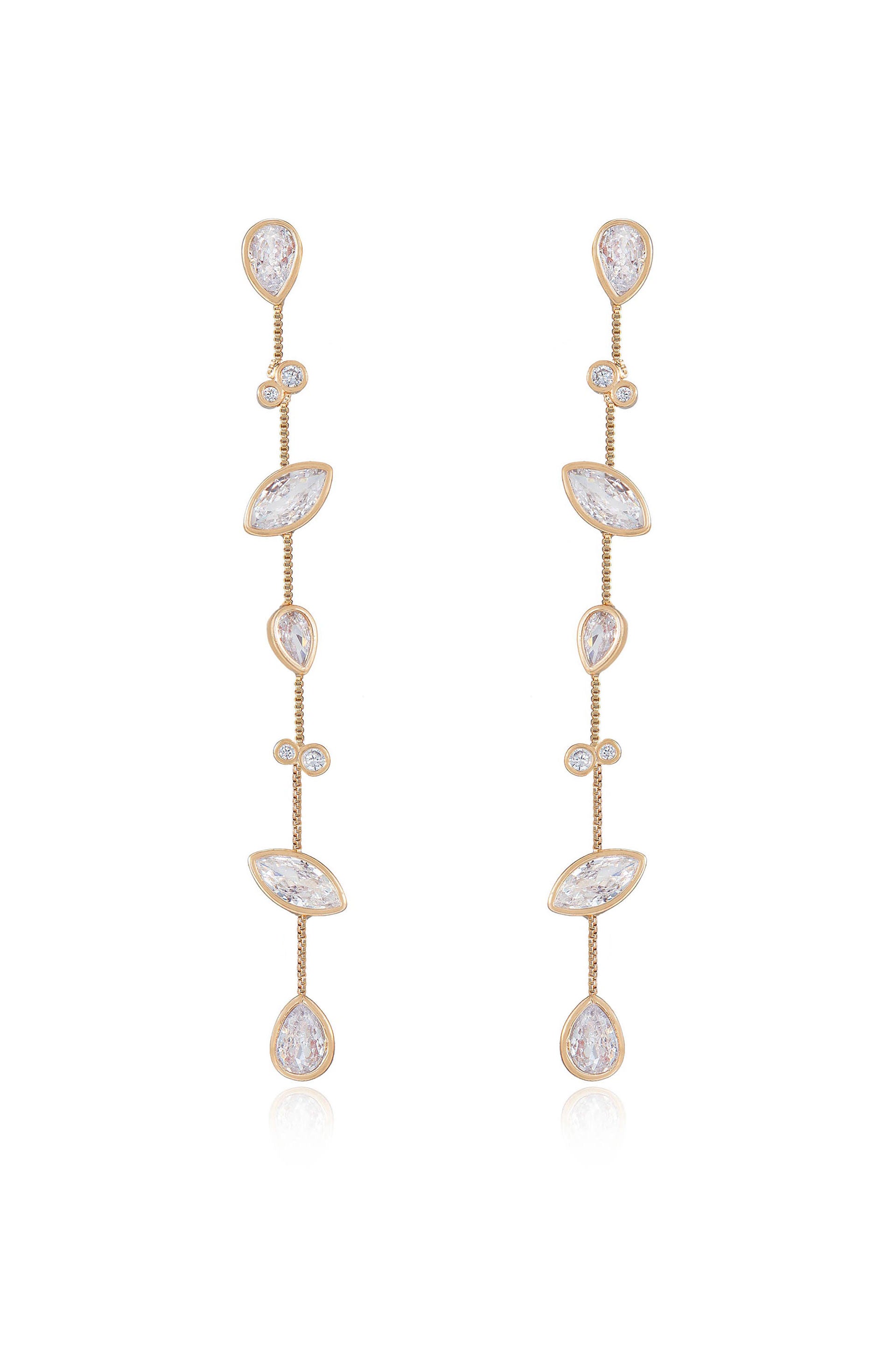 Falling Bezel Crystal Dangle Earrings