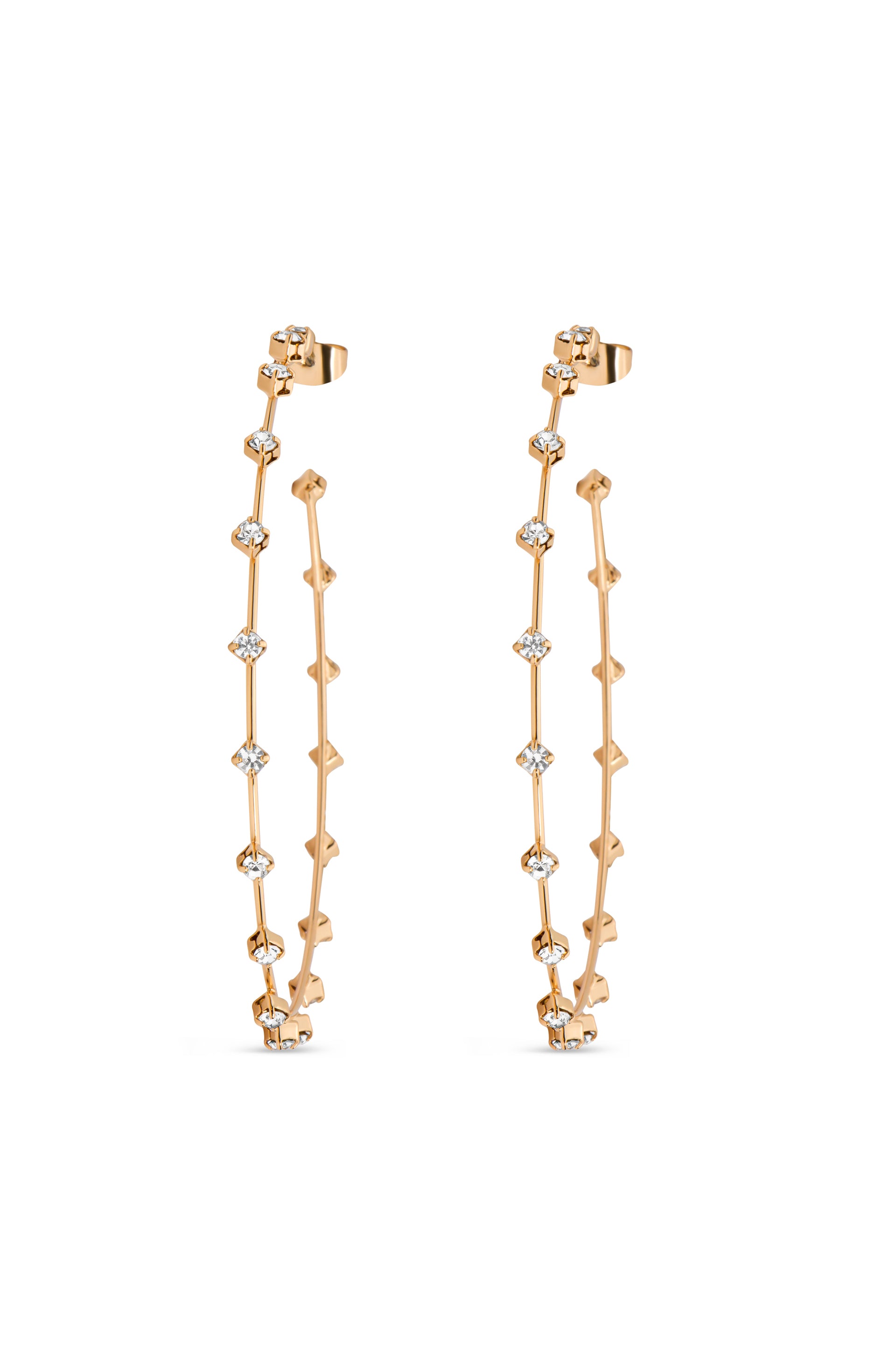 Simple Spark Crystal Hoops Clear Crystal with 18k Gold Plating 2