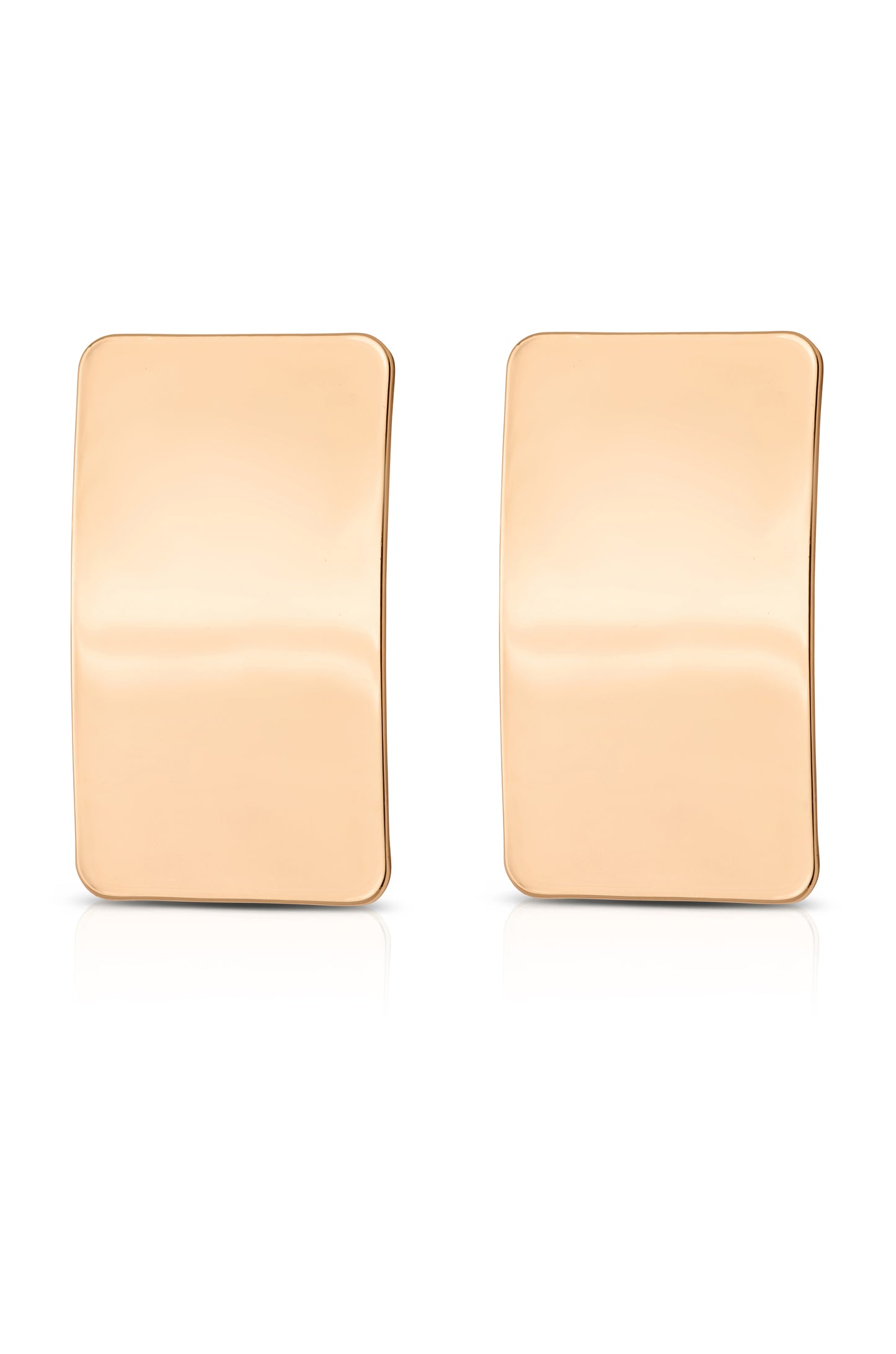 Rectangle Metal Stud Earrings 18k Gold Plated 2