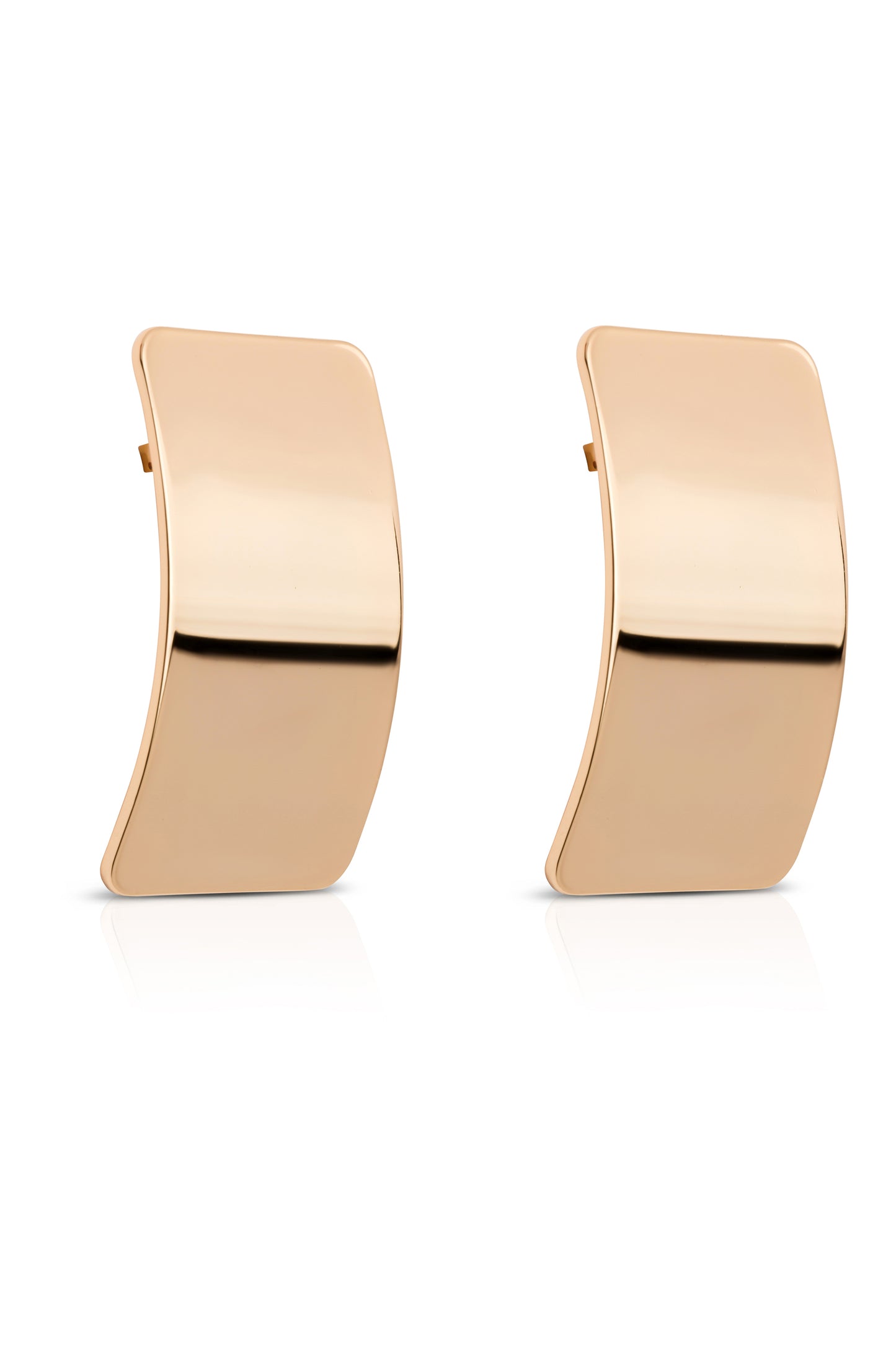 Rectangle Metal Stud Earrings 18k Gold Plated 3