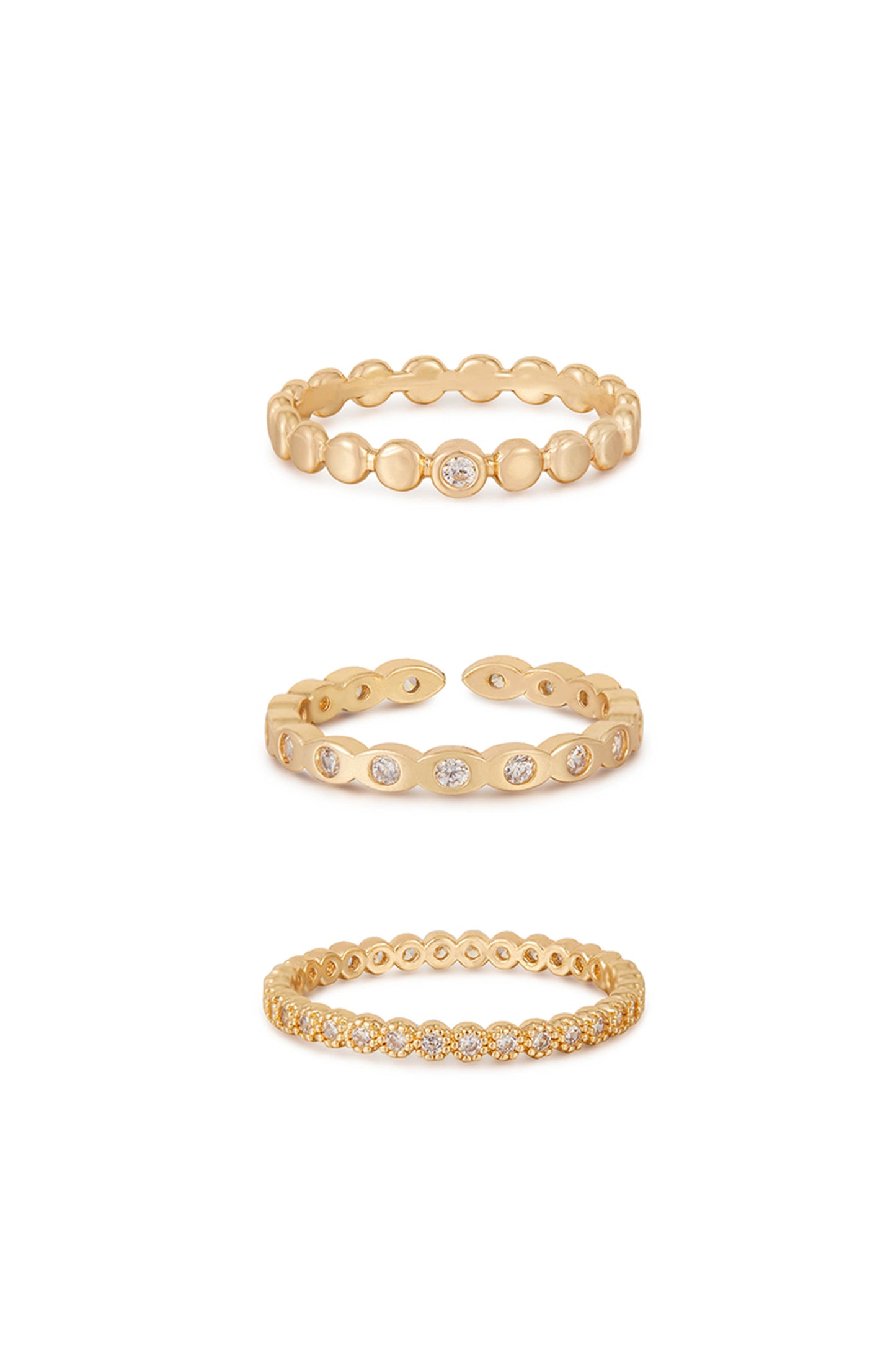 Small Bits of Bling Crystal and 18k Gold Plated Ring Set