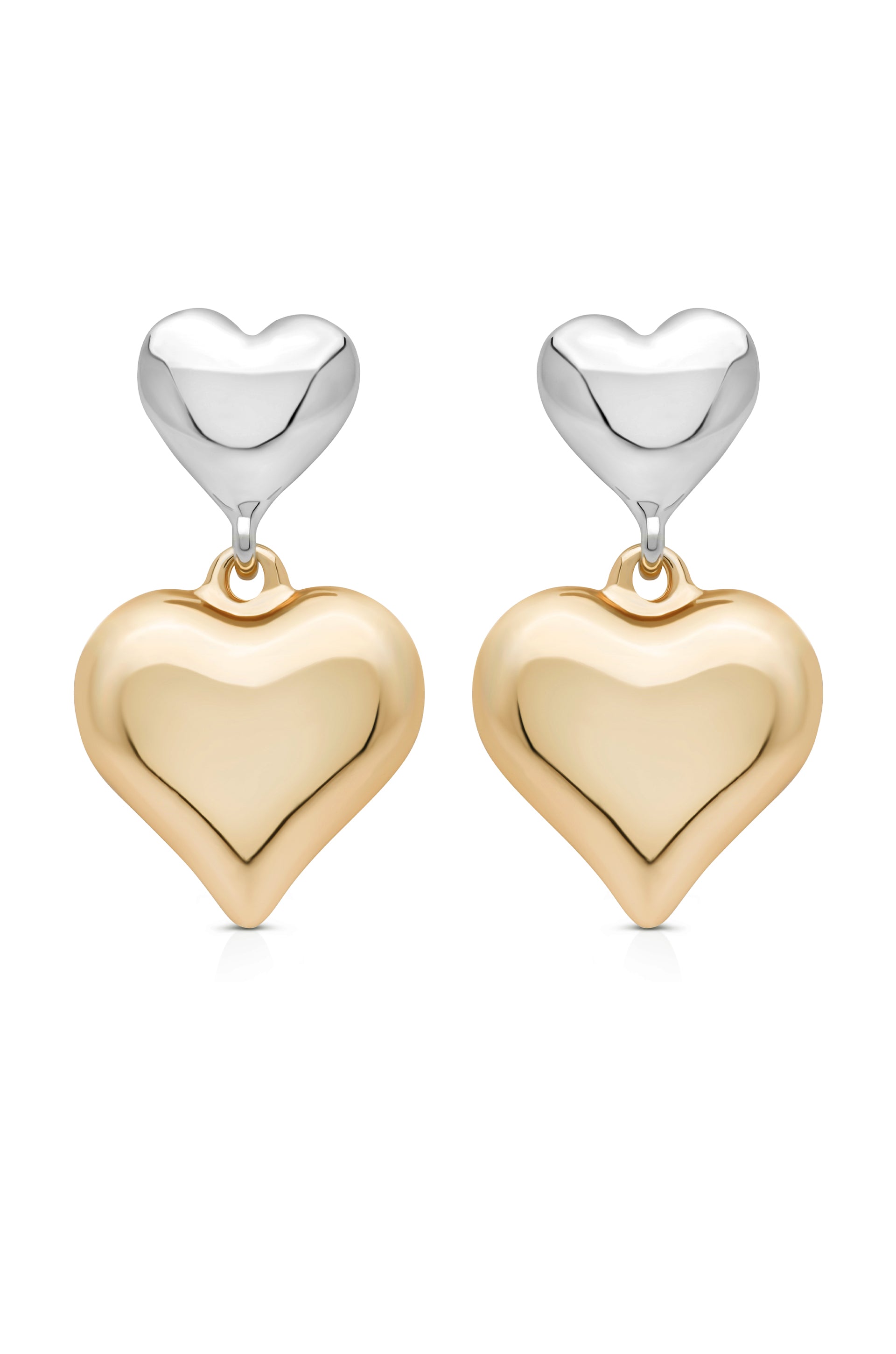 Dangling Mixed Metal Heart Earrings – Ettika