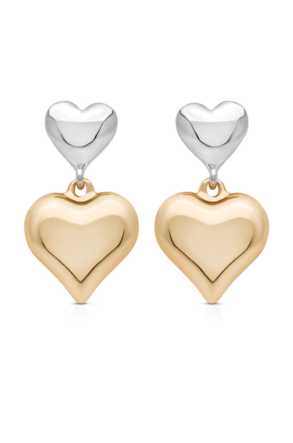 Mixed Metal Heart Earrings