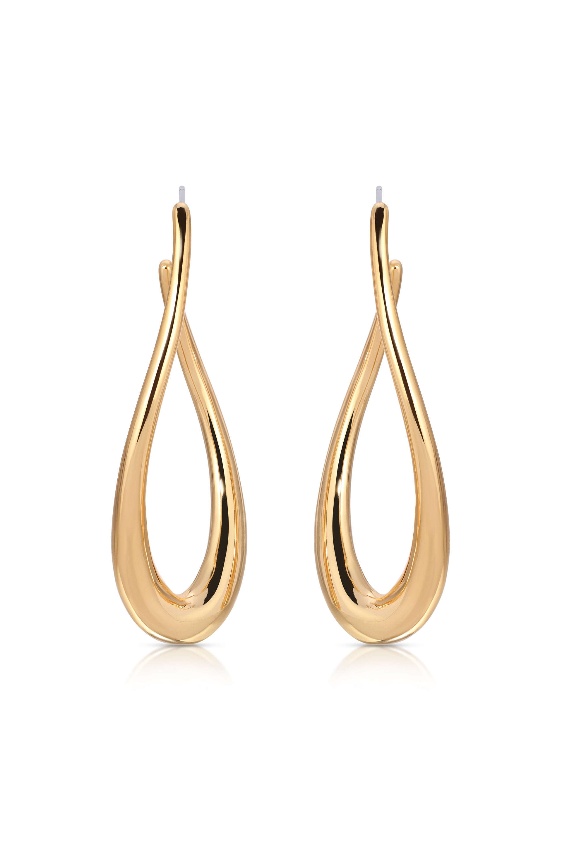 Oblong 18k Gold Plated Abstract Hoop Earring 1