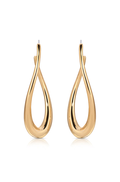 Oblong 18k Gold Plated Abstract Hoop Earring 1