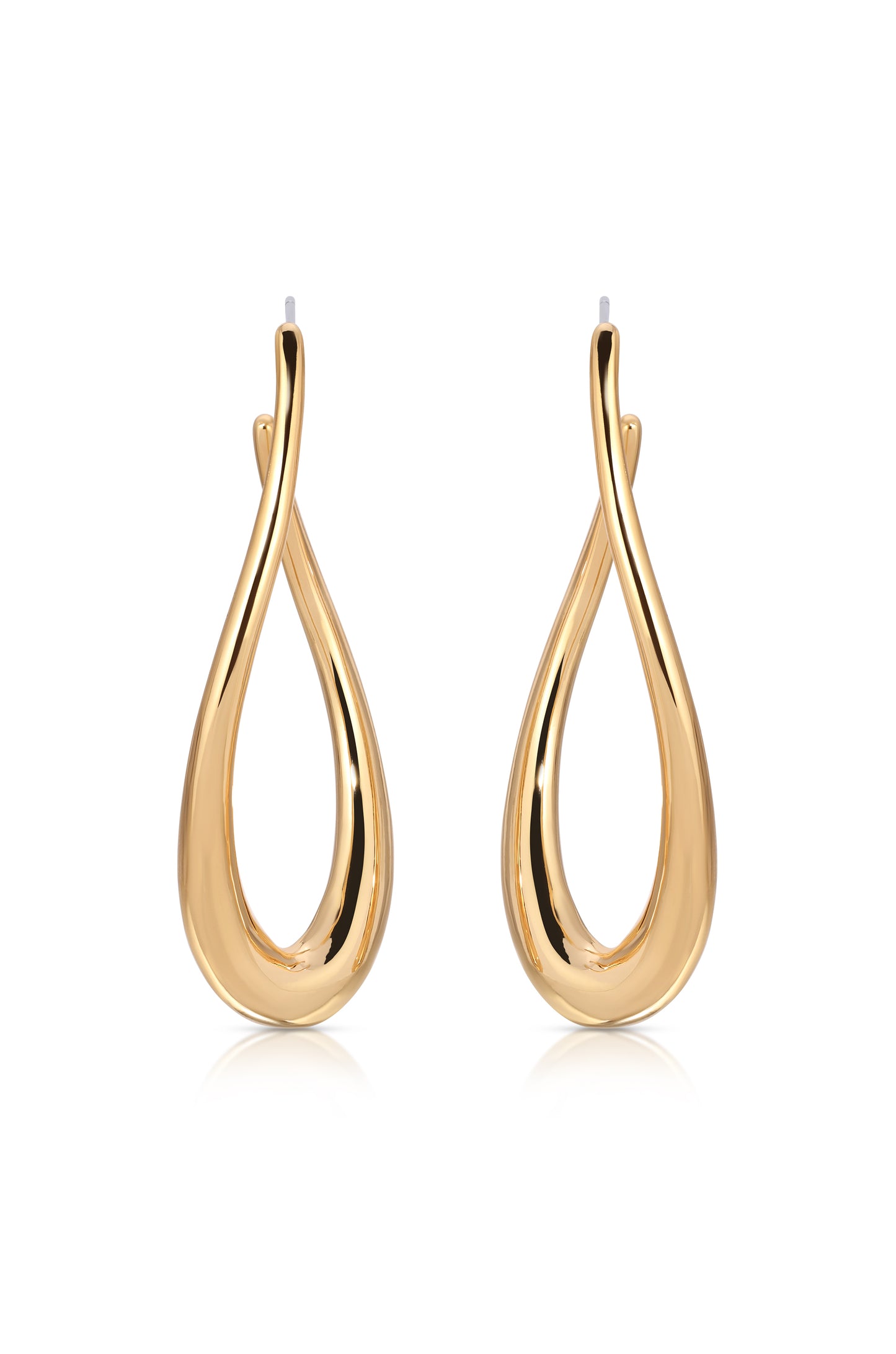 Oblong 18k Gold Plated Abstract Hoop Earring 1