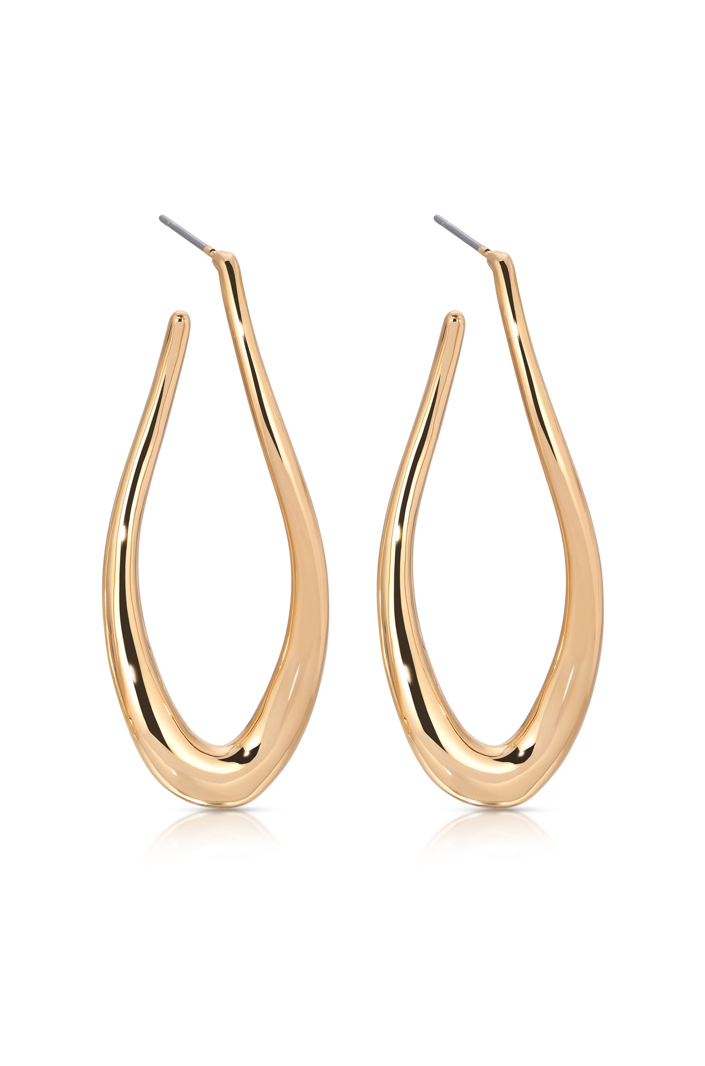 Oblong 18k Gold Plated Abstract Hoop Earring side