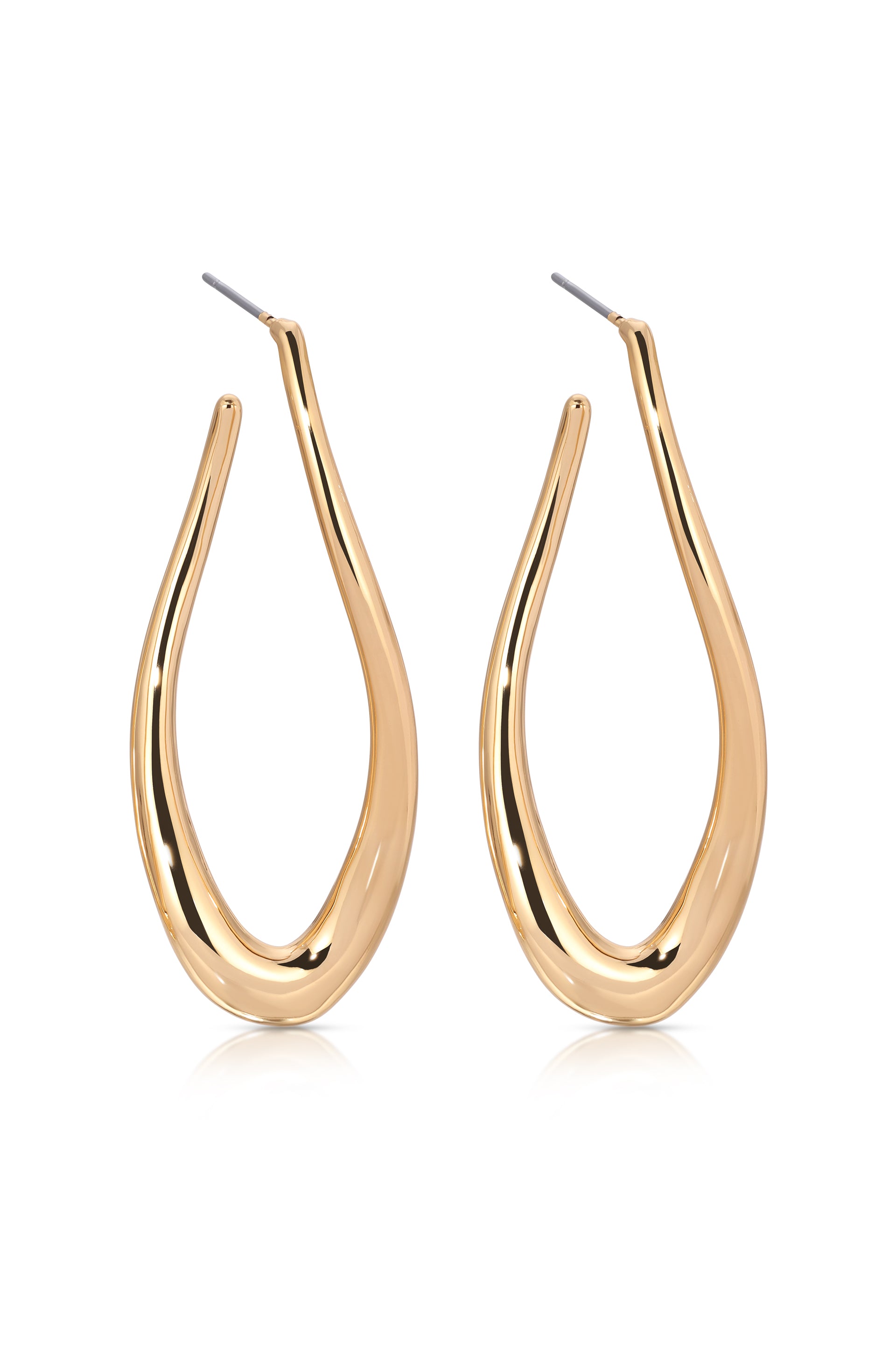 Oblong 18k Gold Plated Abstract Hoop Earring side