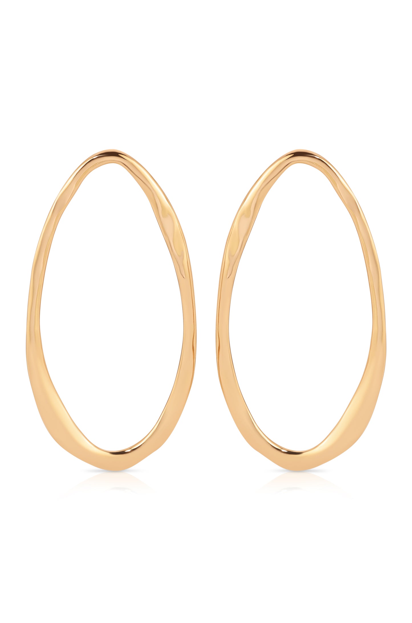 Hammered 18k Gold Plated Large Oval Earrings