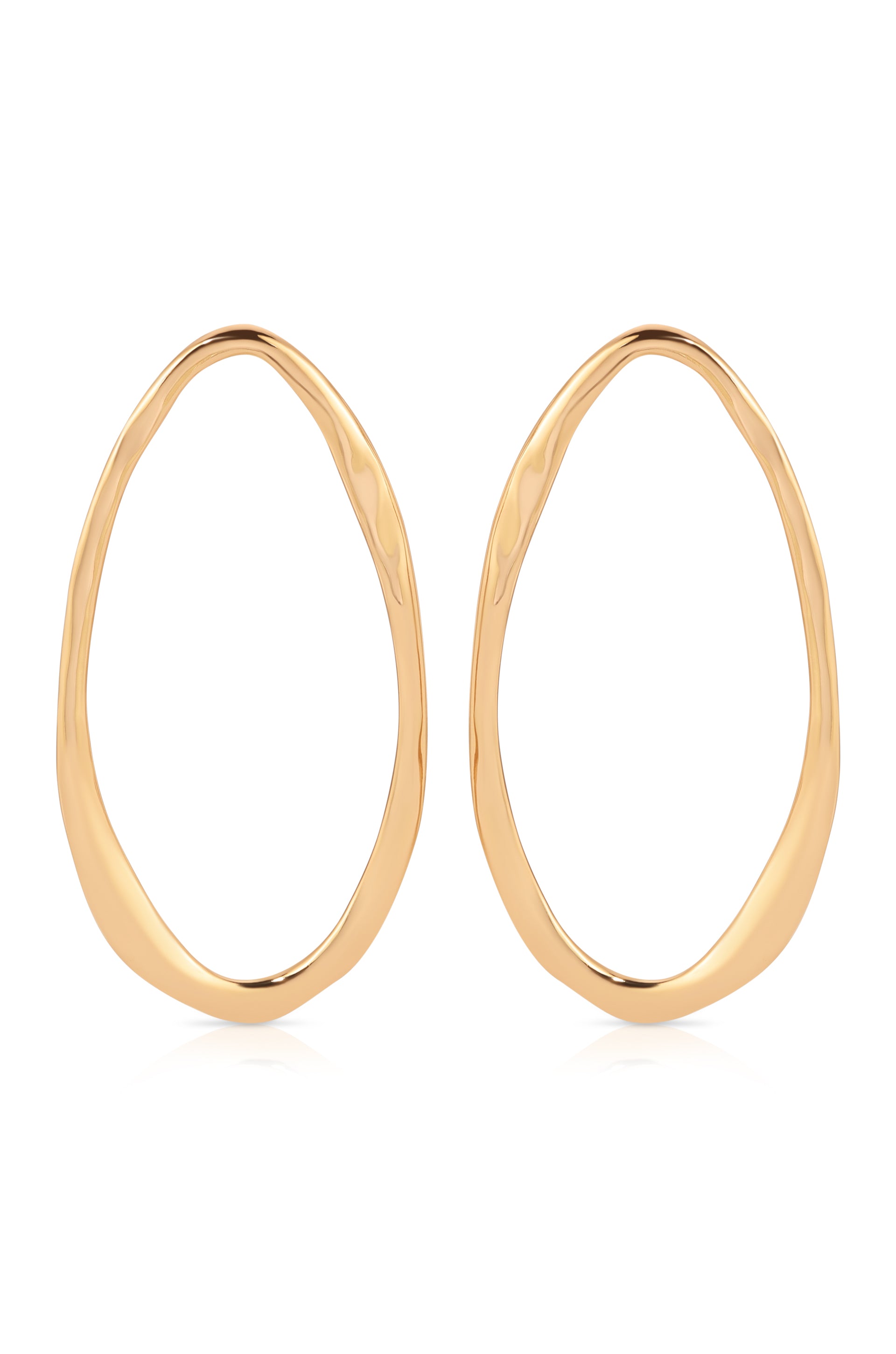 Hammered 18k Gold Plated Large Oval Earrings