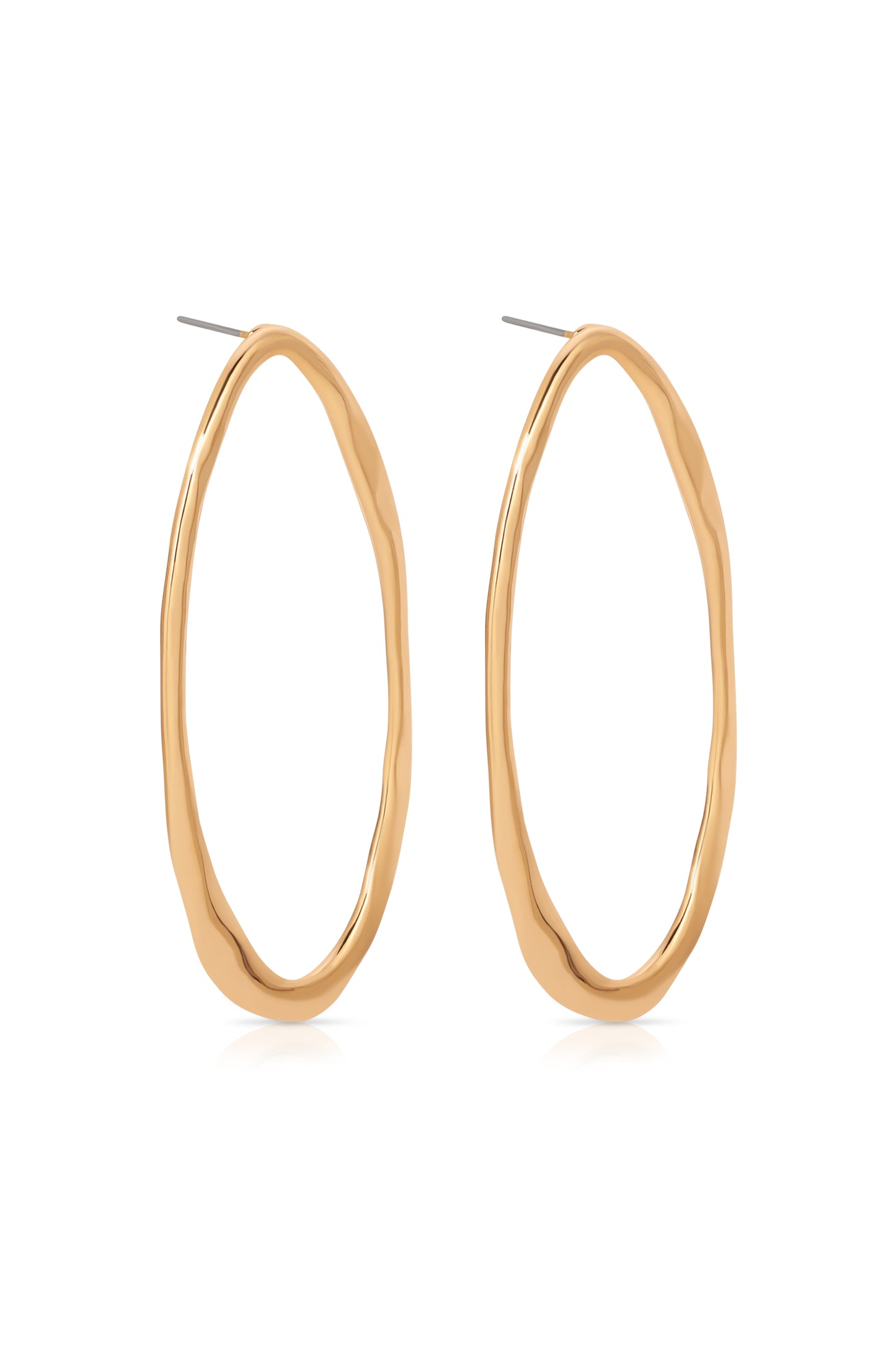 Hammered Large Oval Earrings side