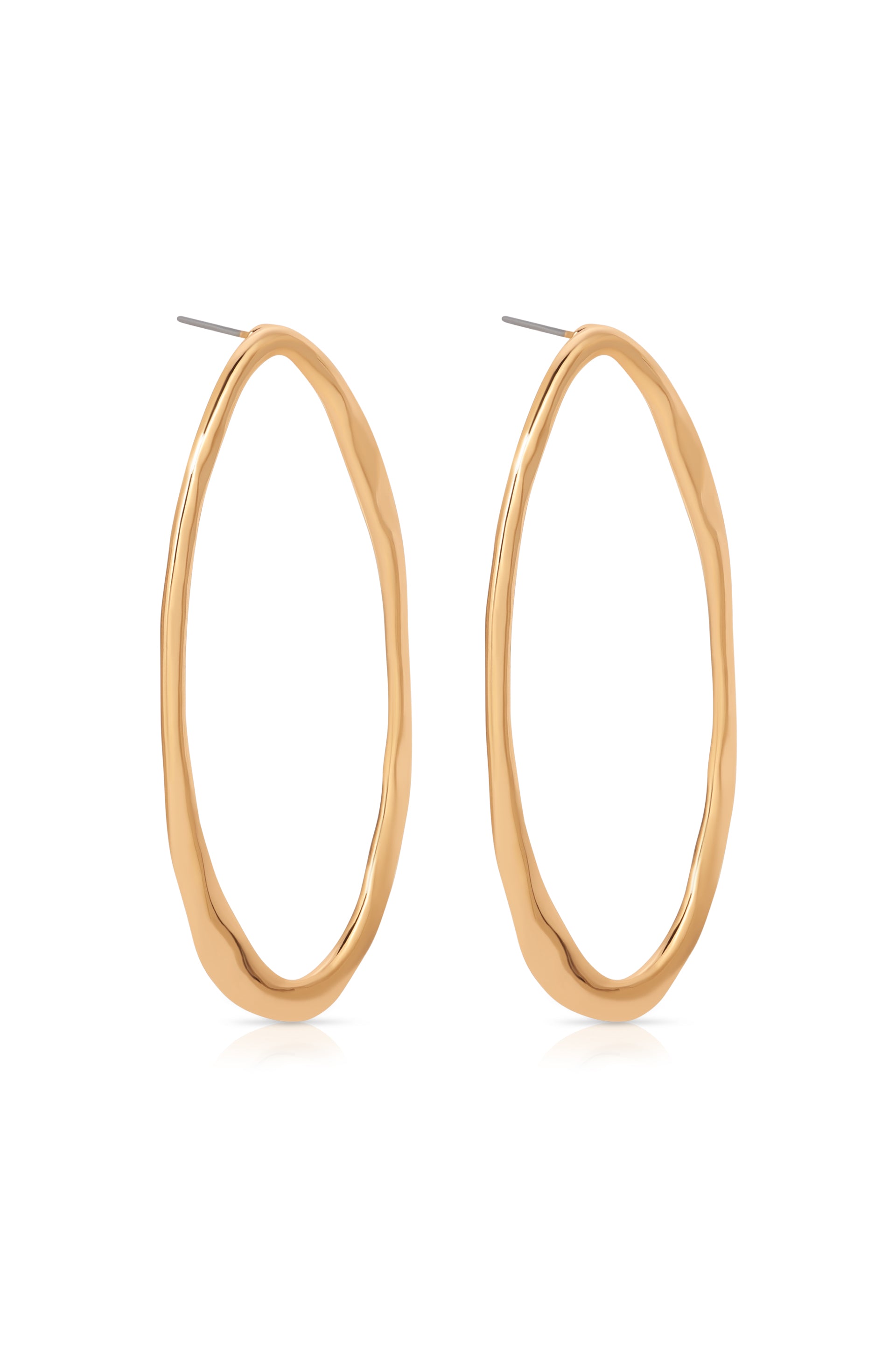 Hammered Large Oval Earrings side