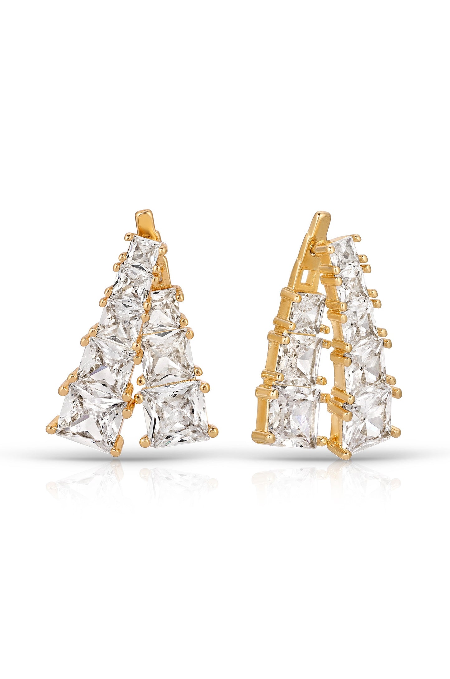 Front and Back Crystal Dangle Earrings in gold