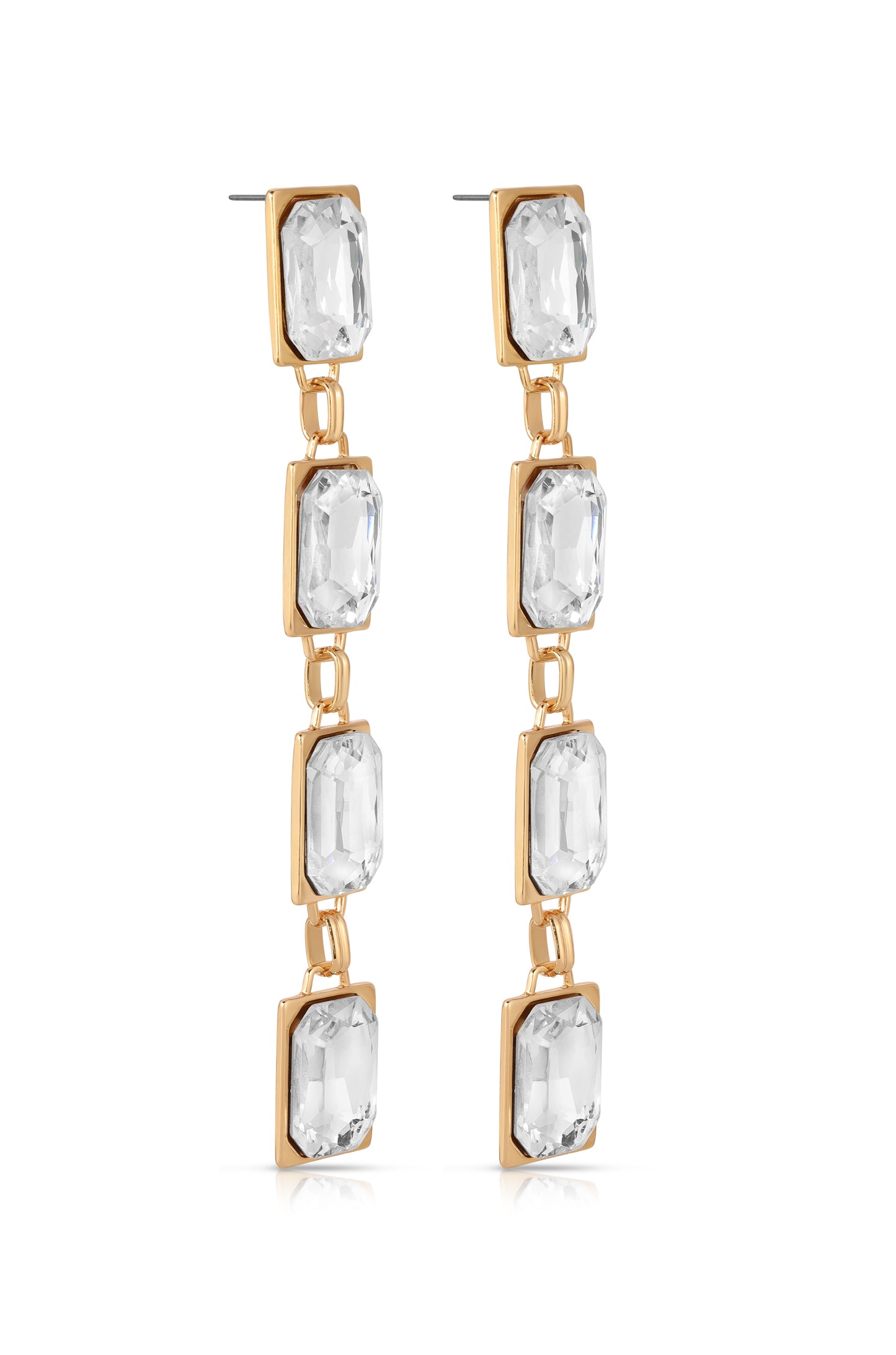 Four Crystal Stone Drop Earrings side