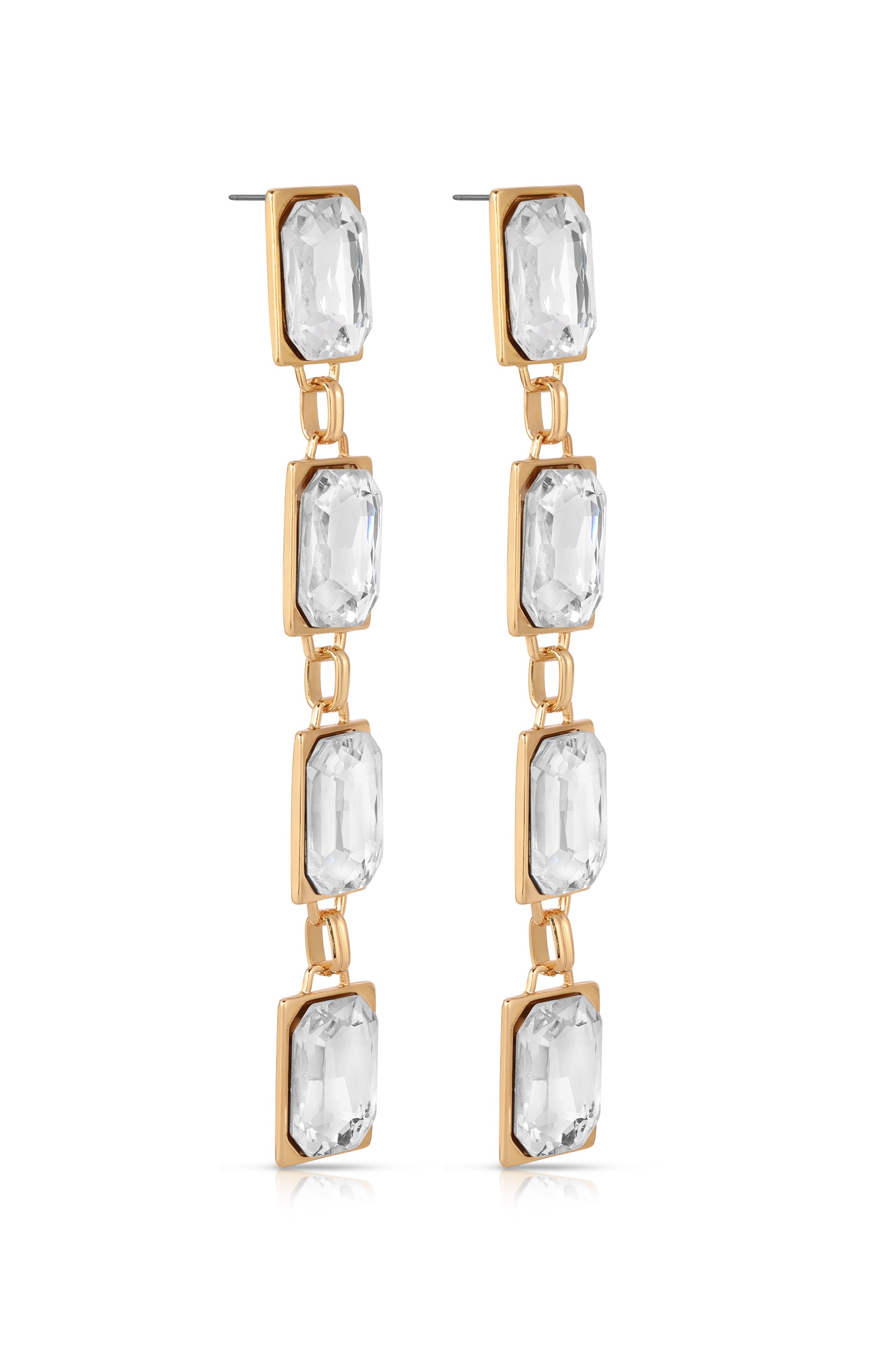 Four Crystal Stone Drop Earrings side