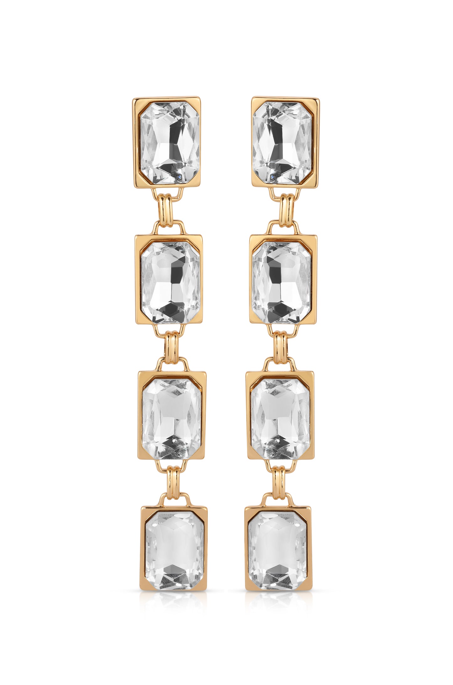 Four Crystal Stone Drop Earrings